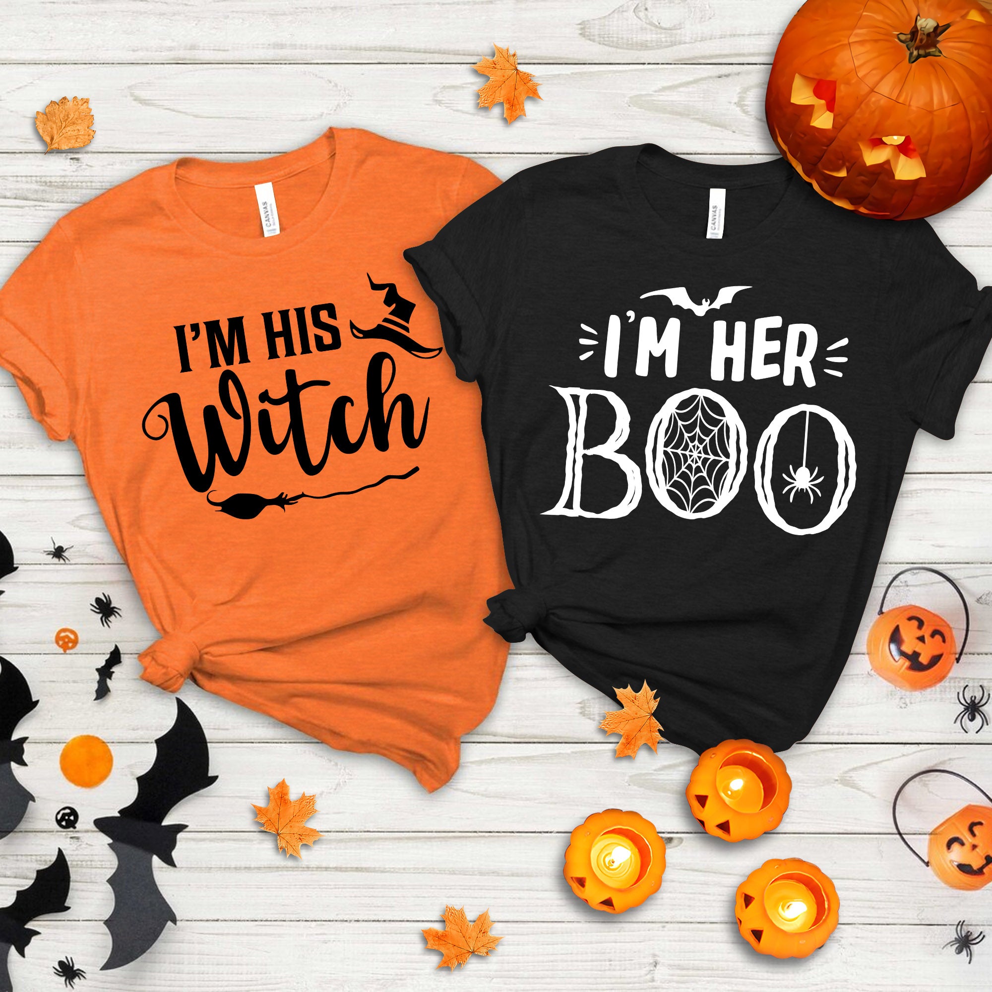 Halloween Couple Shirt – I’m Her Boo, I’m His Witch