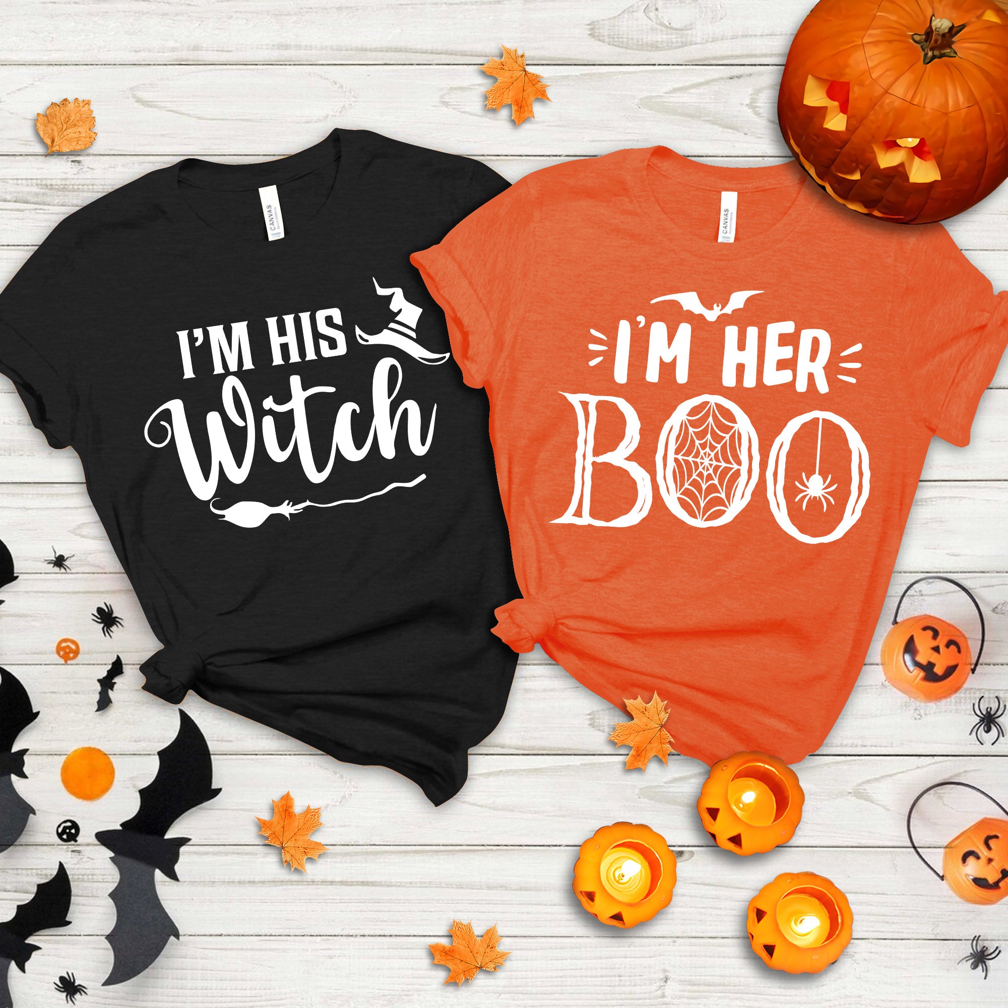 Halloween Couple Shirt – I’m Her Boo, I’m His Witch