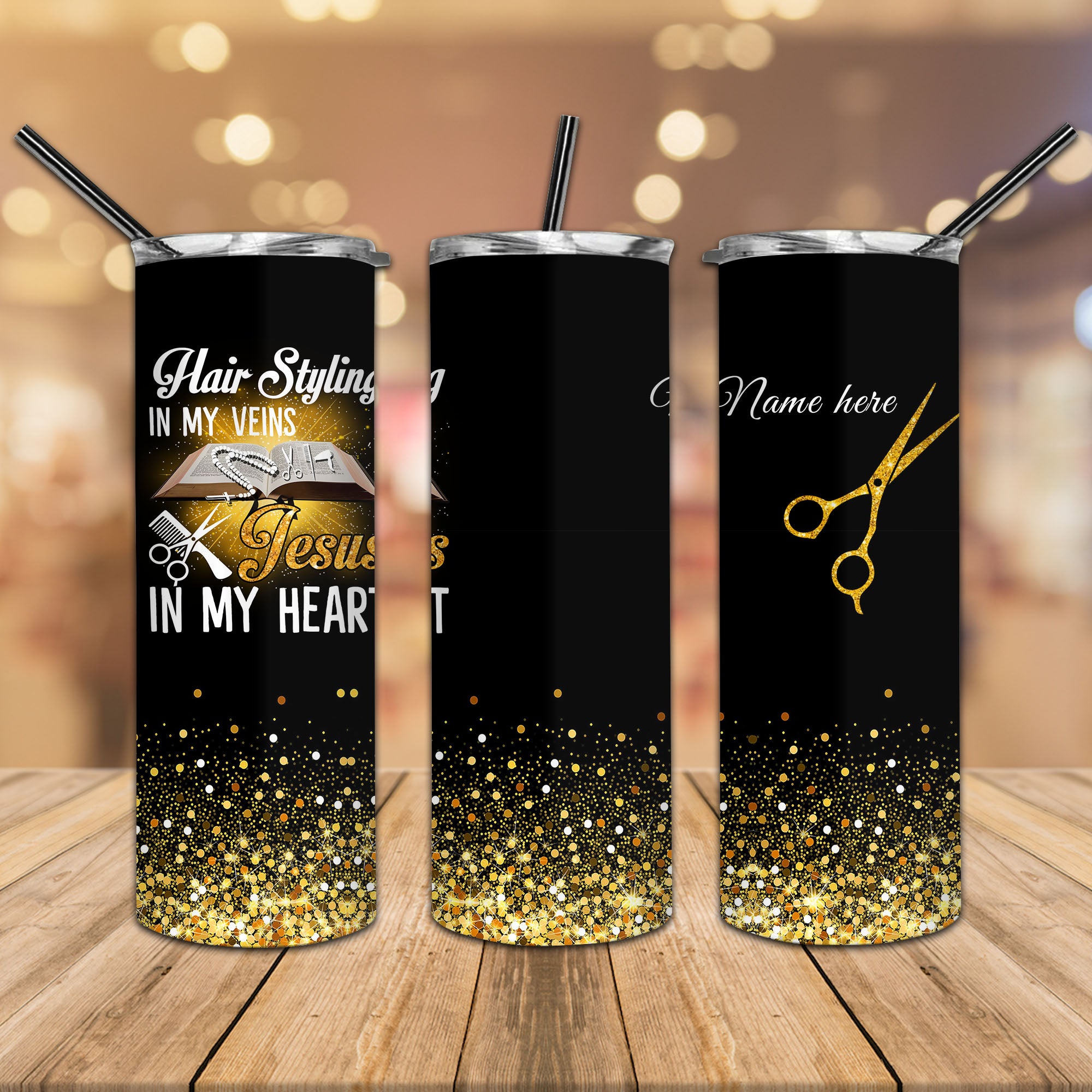 Jesus In My Heart Hairstylist Skinny Tumbler