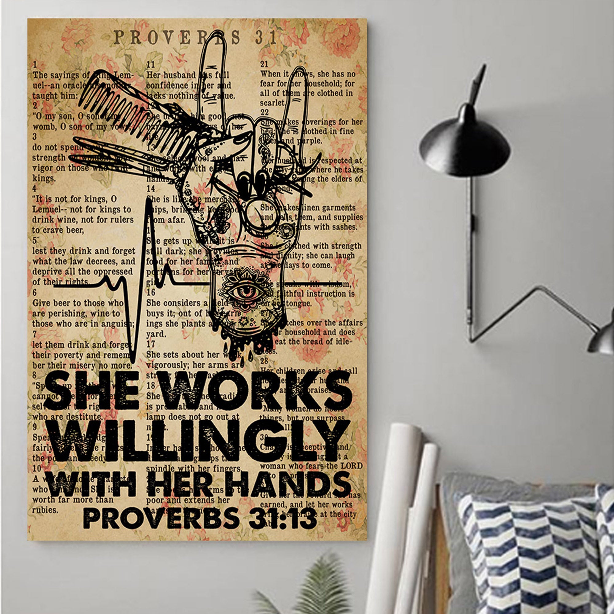 She Works Willingly With Her Hands Vertical Canvas