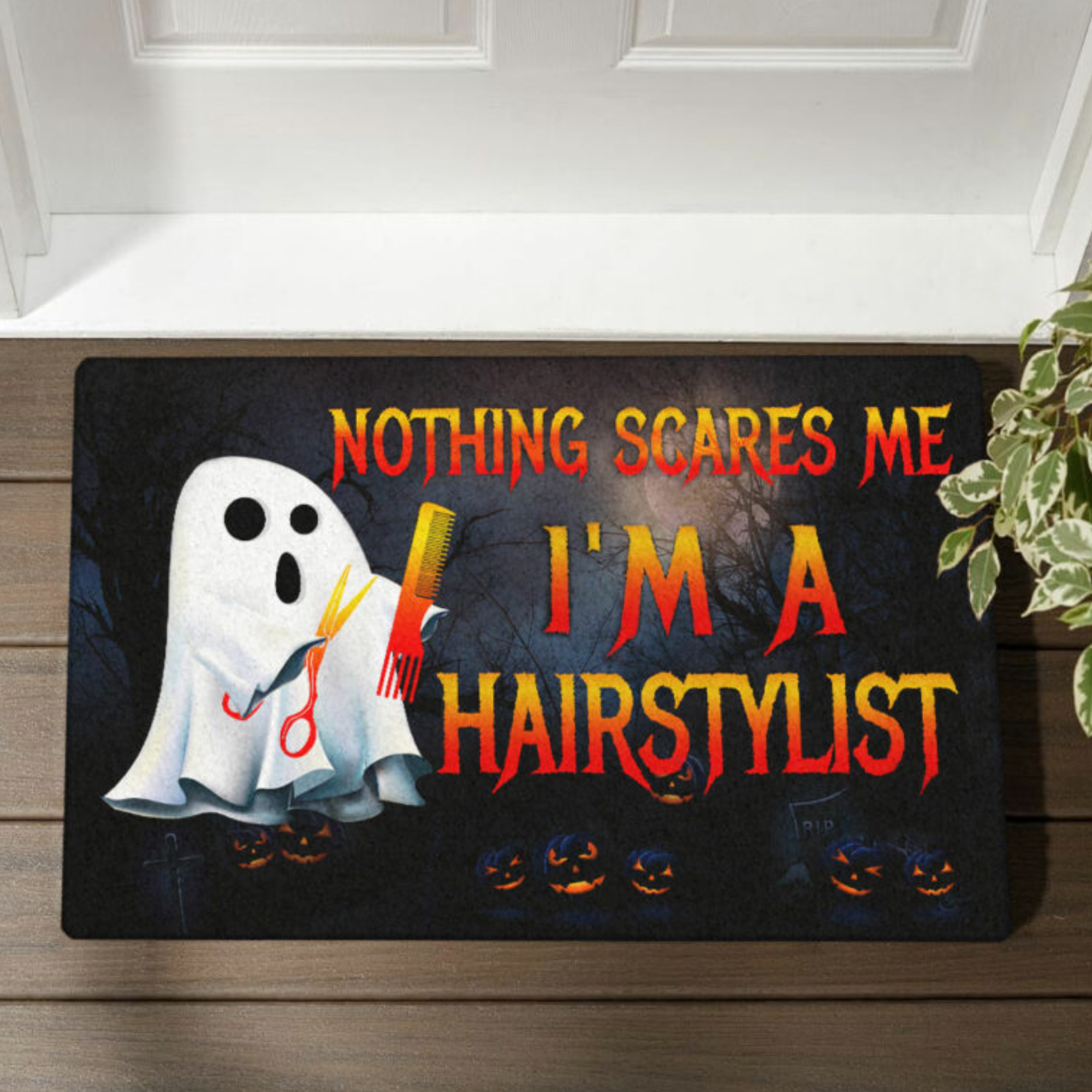Hairstylist Halloween Doormat 30″x18″ Nothing Scares Me I’m A Hairstylist
