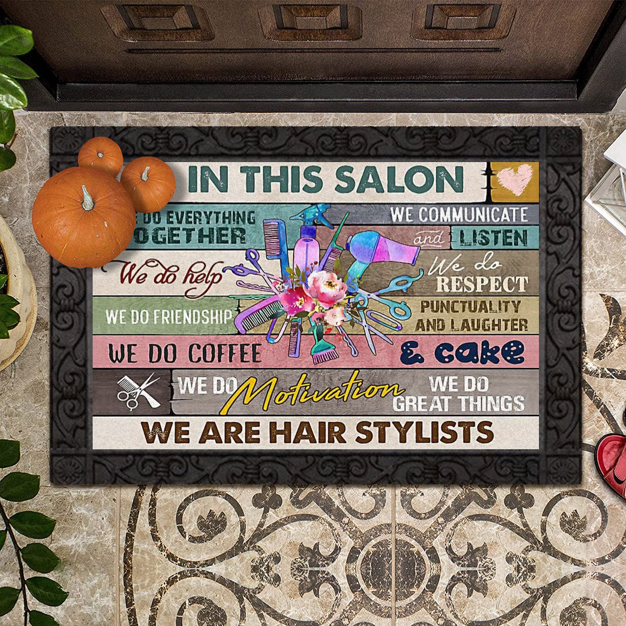 Hairstylist Doormat 30″x18″ In This Salon We Do Everything Together