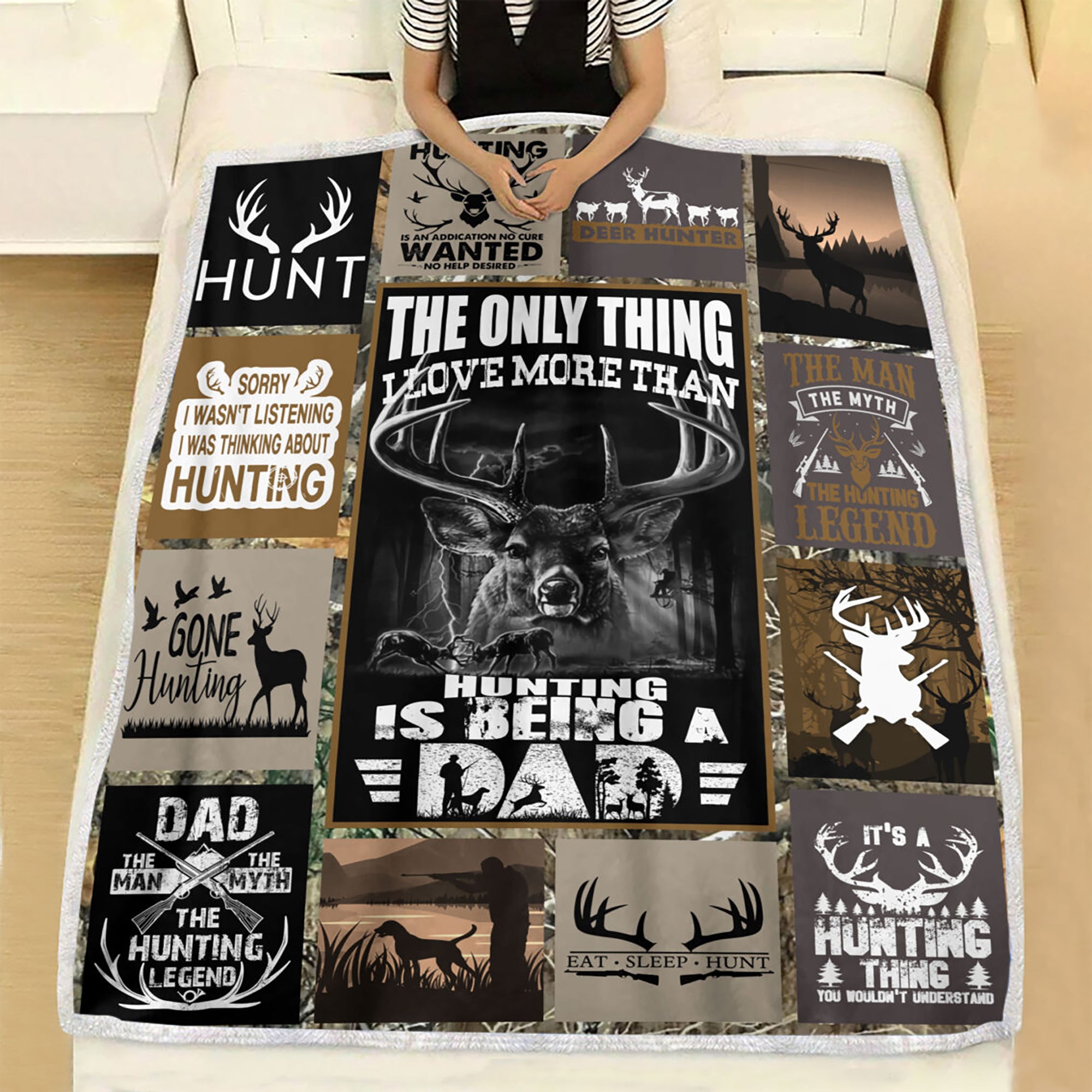 Hunting Dad Fleece Blanket, Sherpa Blanket