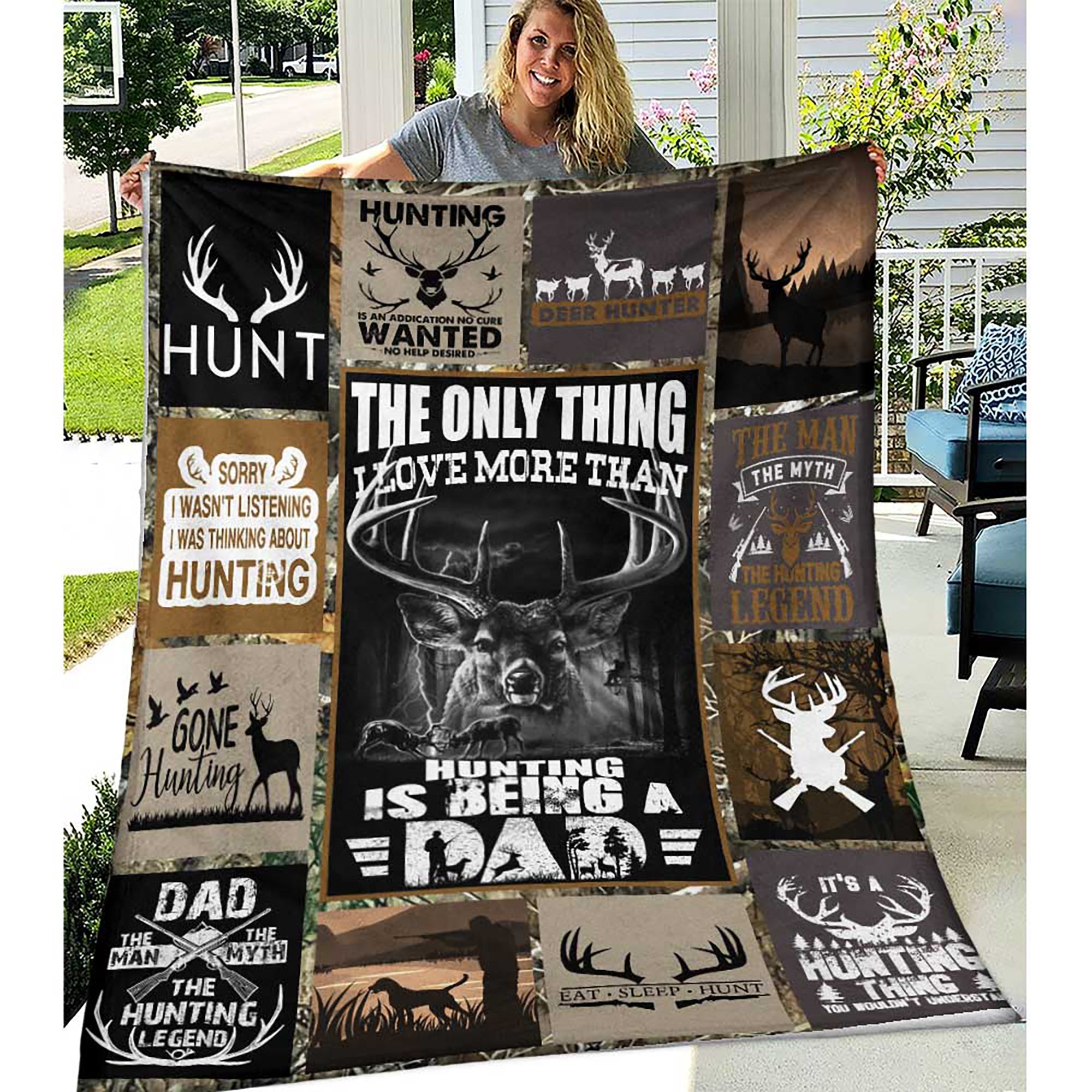 Hunting Dad Fleece Blanket, Sherpa Blanket