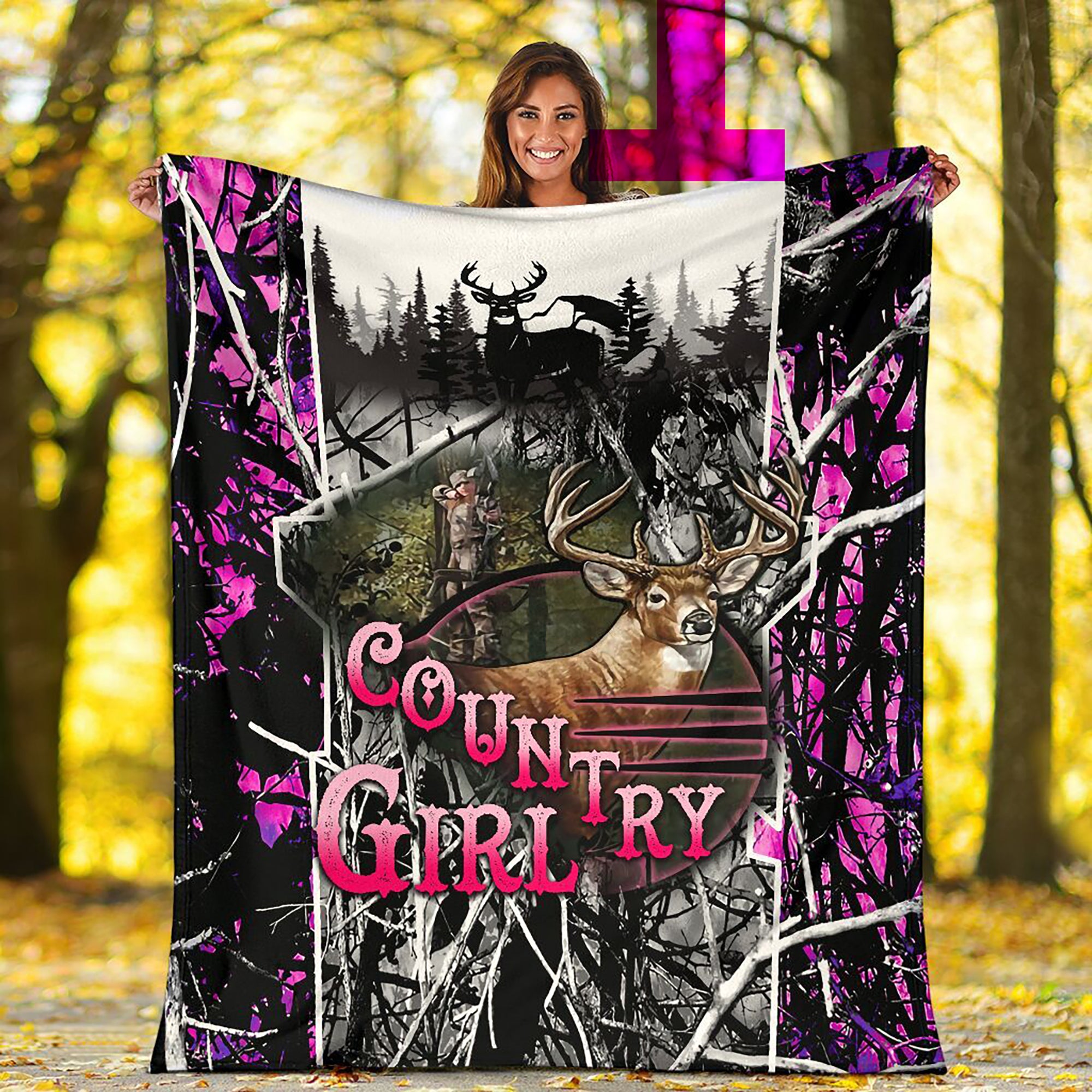 Country Girl Camo Hunting Fleece Blanket, Sherpa Blanket