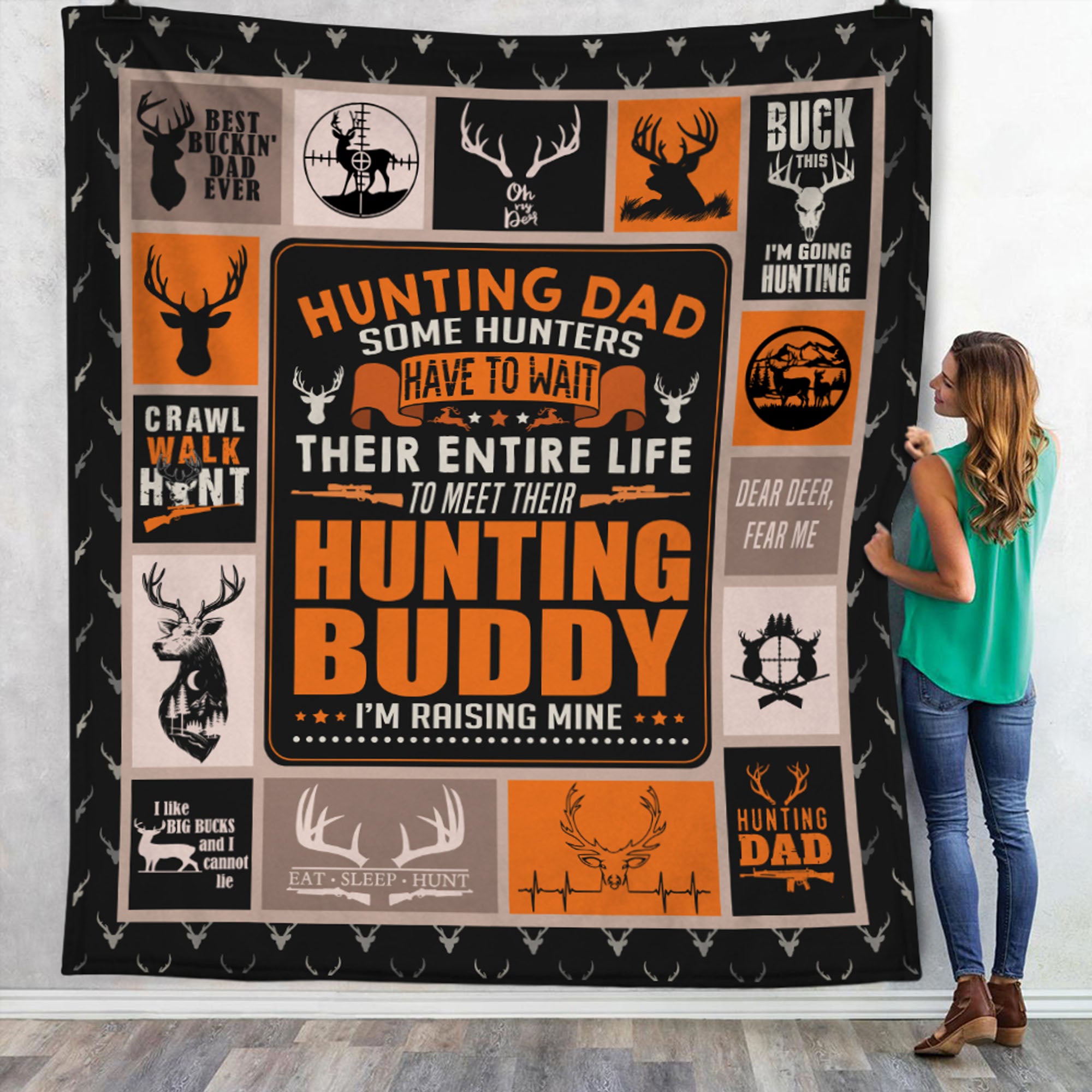 Hunting Dad Fleece Blanket, Sherpa Blanket