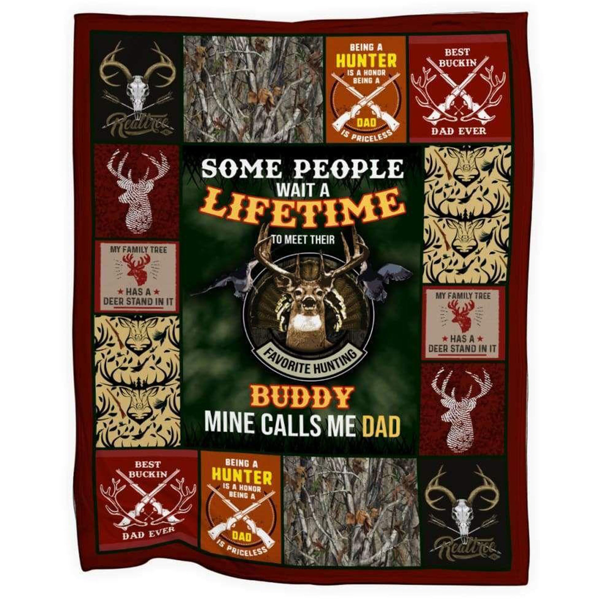 Hunting Buddy Mine Calls Me Dad Fleece Blanket, Sherpa Blanket