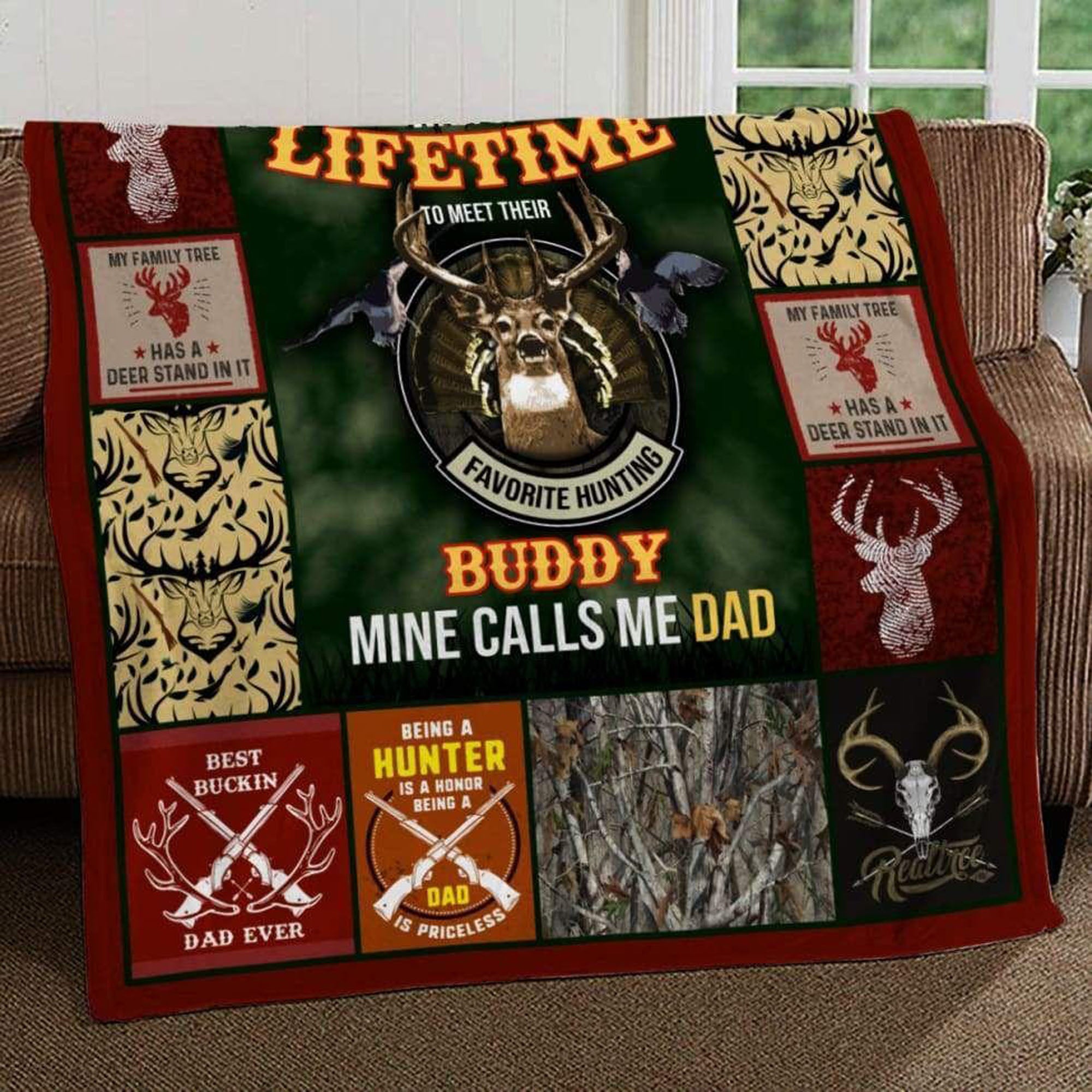 Hunting Buddy Mine Calls Me Dad Fleece Blanket, Sherpa Blanket