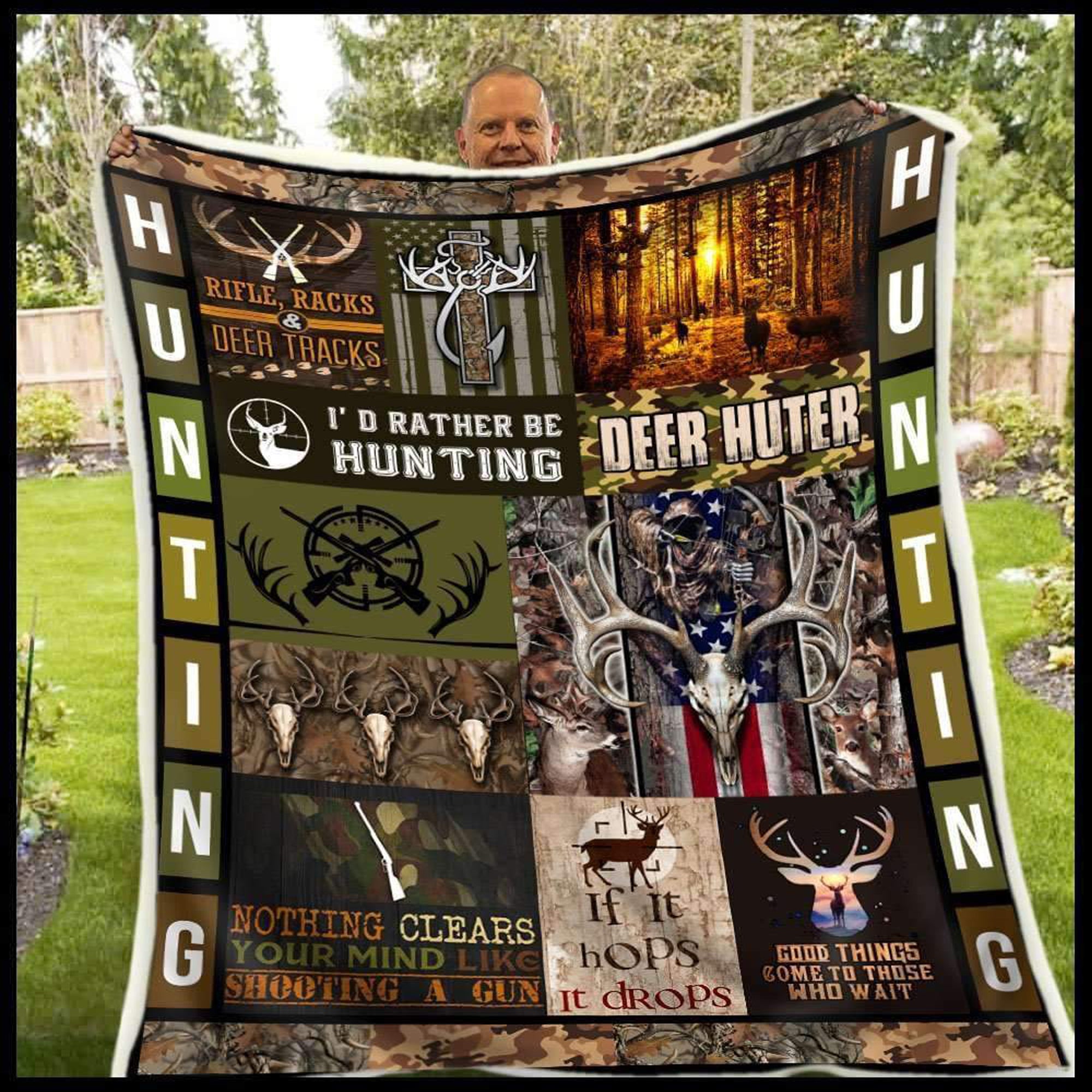 Hunting Live It Fleece Blanket, Sherpa Blanket