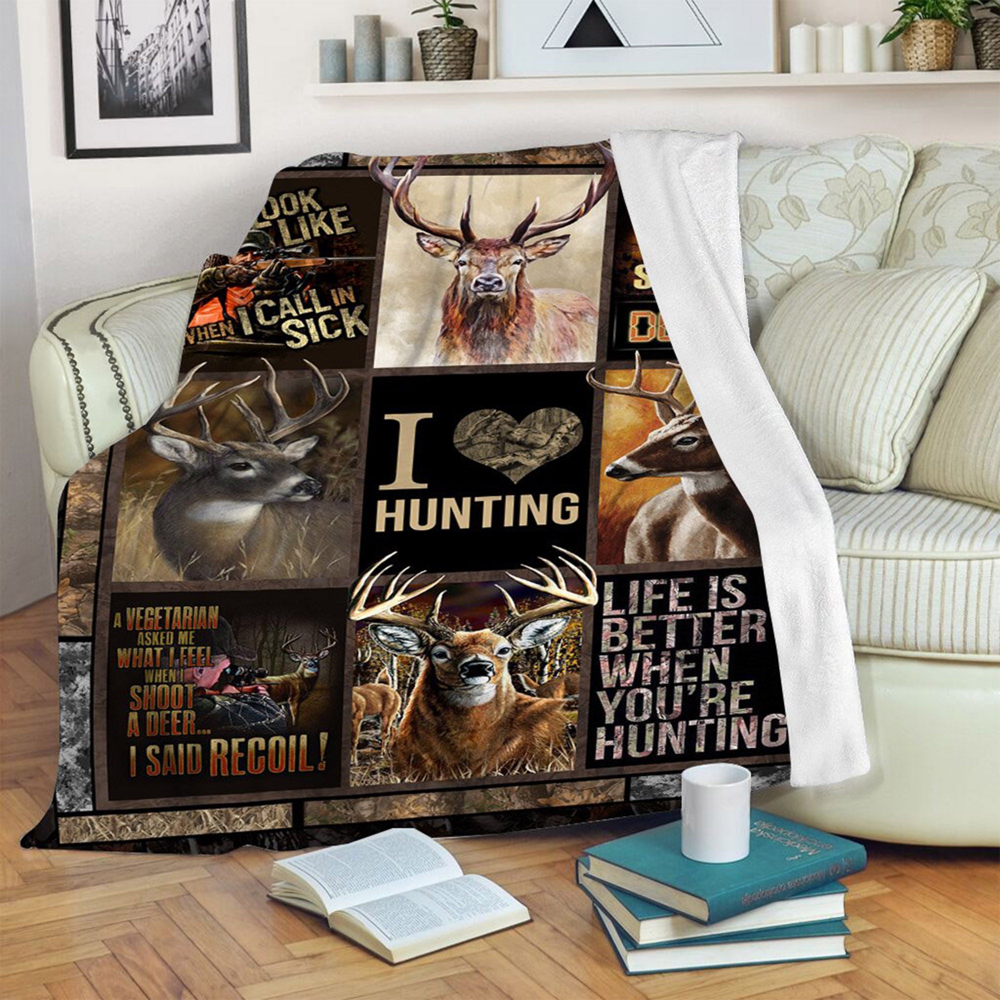 Hunting Blanket-I Love Hunting, Hunting Blanket Home Decor for Bedroom ...