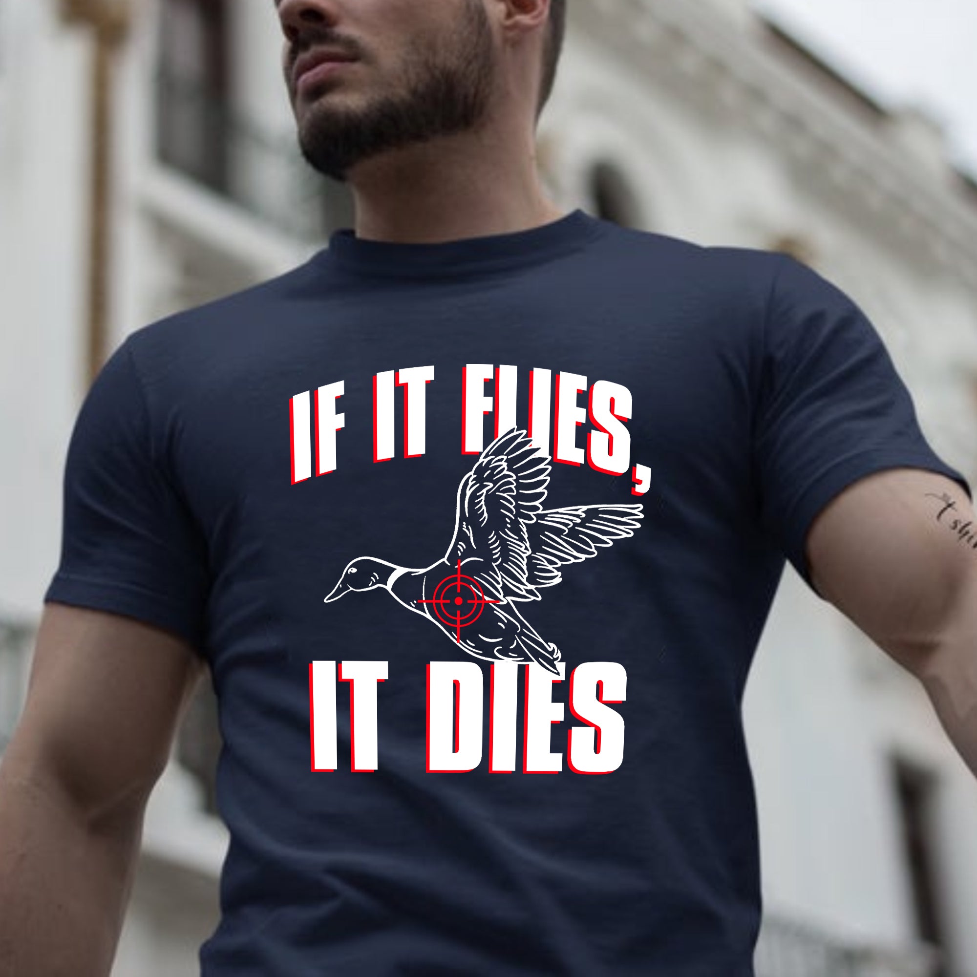 If It Flies, It Dies Funny Duck Goose Hunting T-shirt