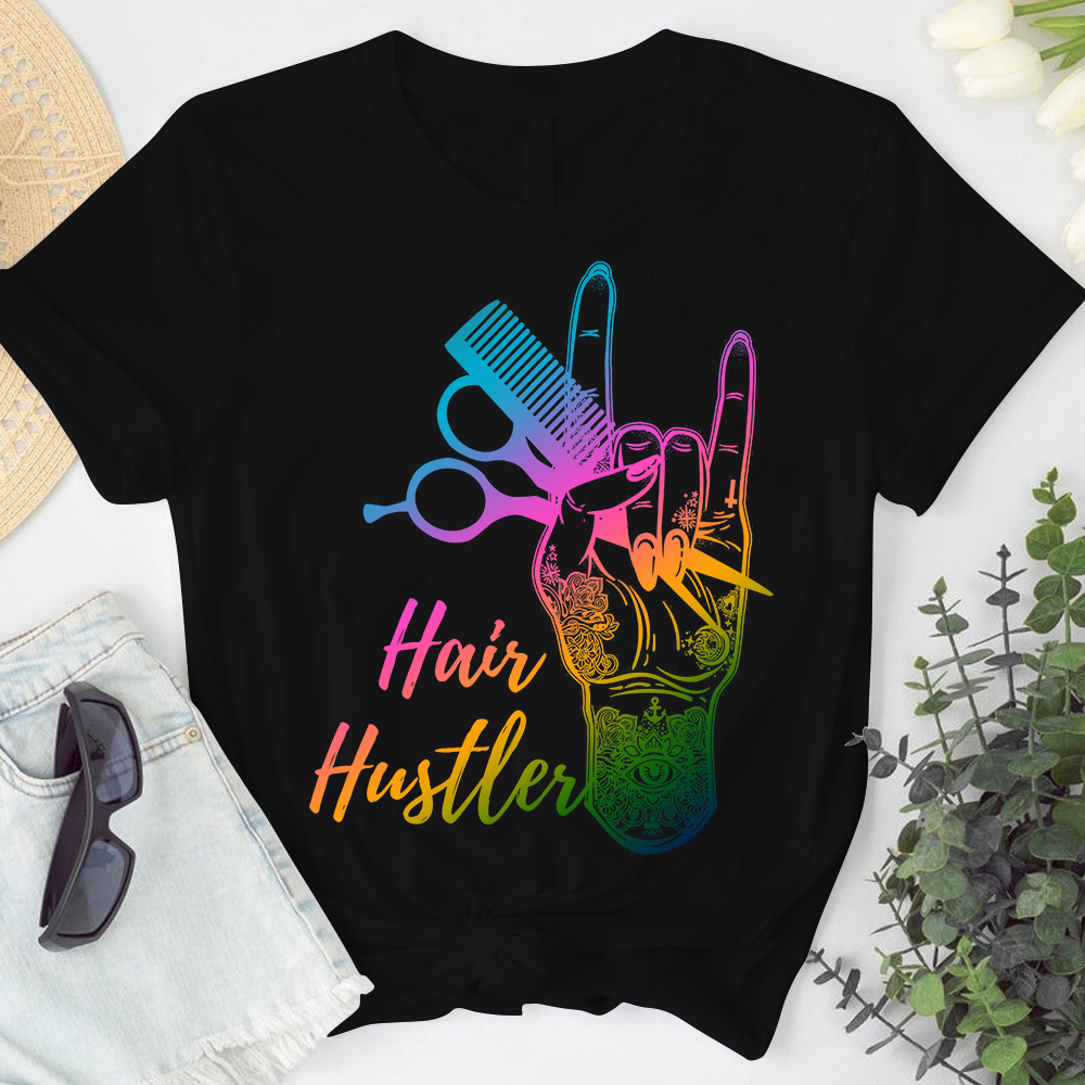 Hair Hustler Colorful Hairstylist Tshirt