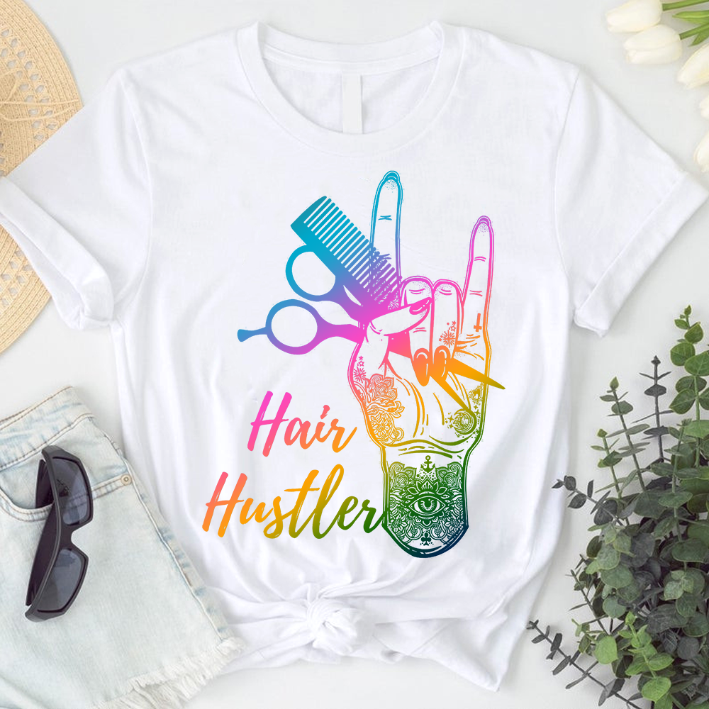 Hair Hustler Colorful Hairstylist Tshirt