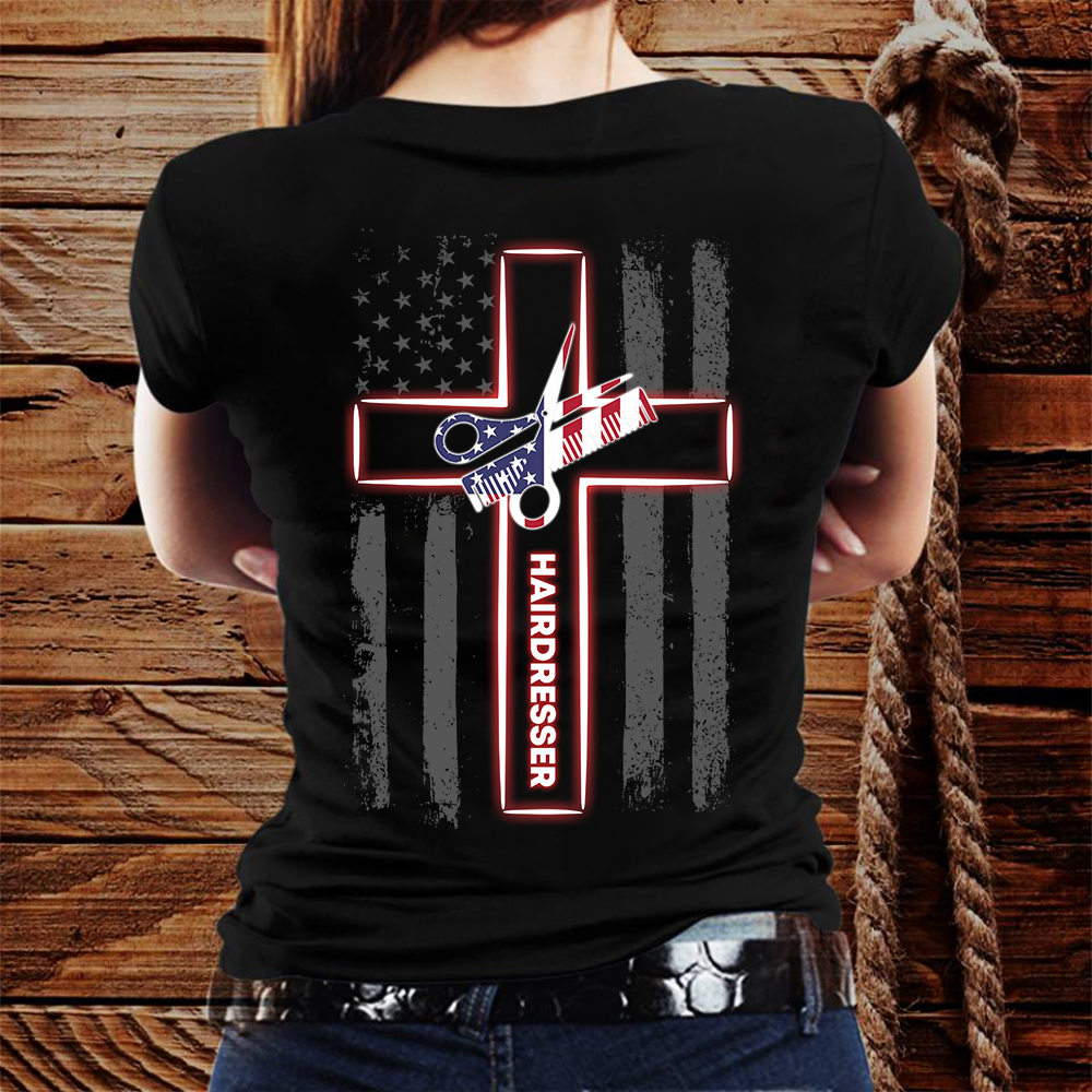 Hairdresser American Flag Hairstylist Tshirt