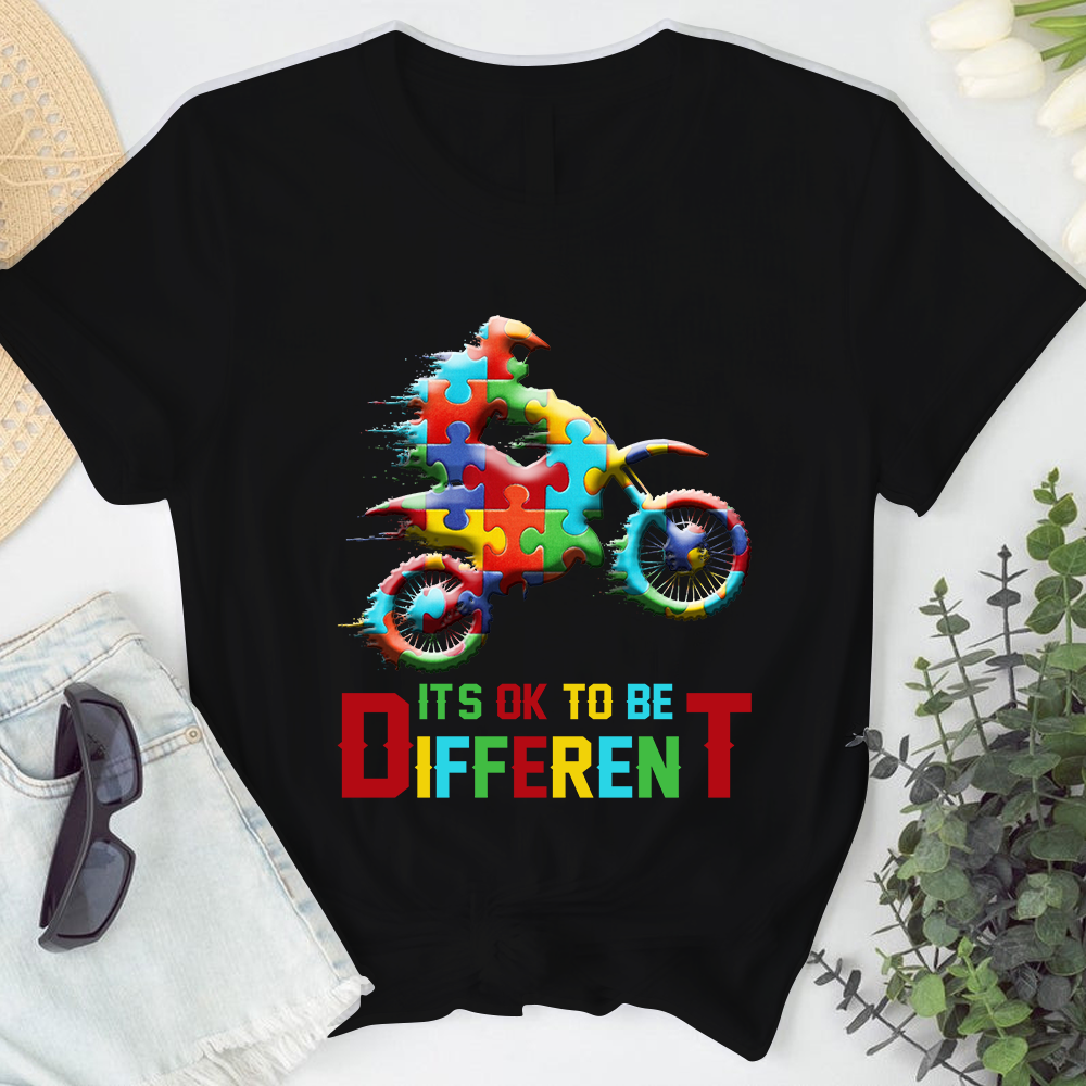 It’s OK To Be Different Motorcycle Autism Tshirt