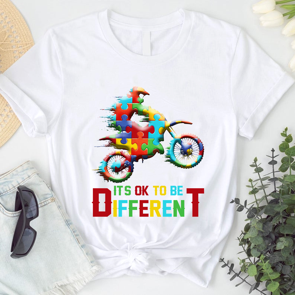 It’s OK To Be Different Motorcycle Autism Tshirt