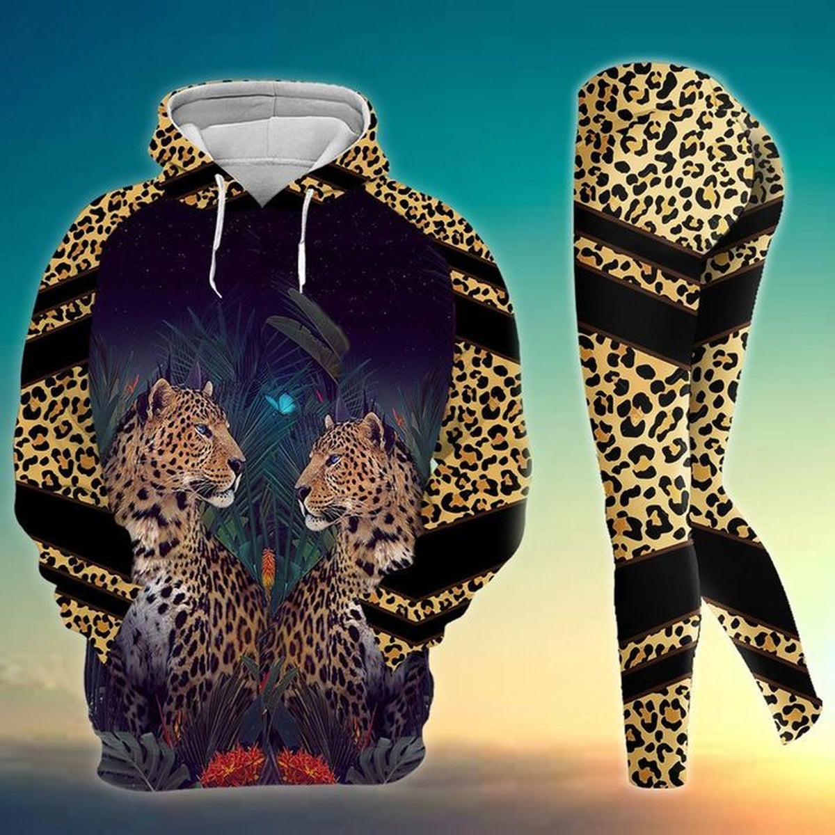 Leopard Couple Legging Hoodie , Leopard Legging Hoodie