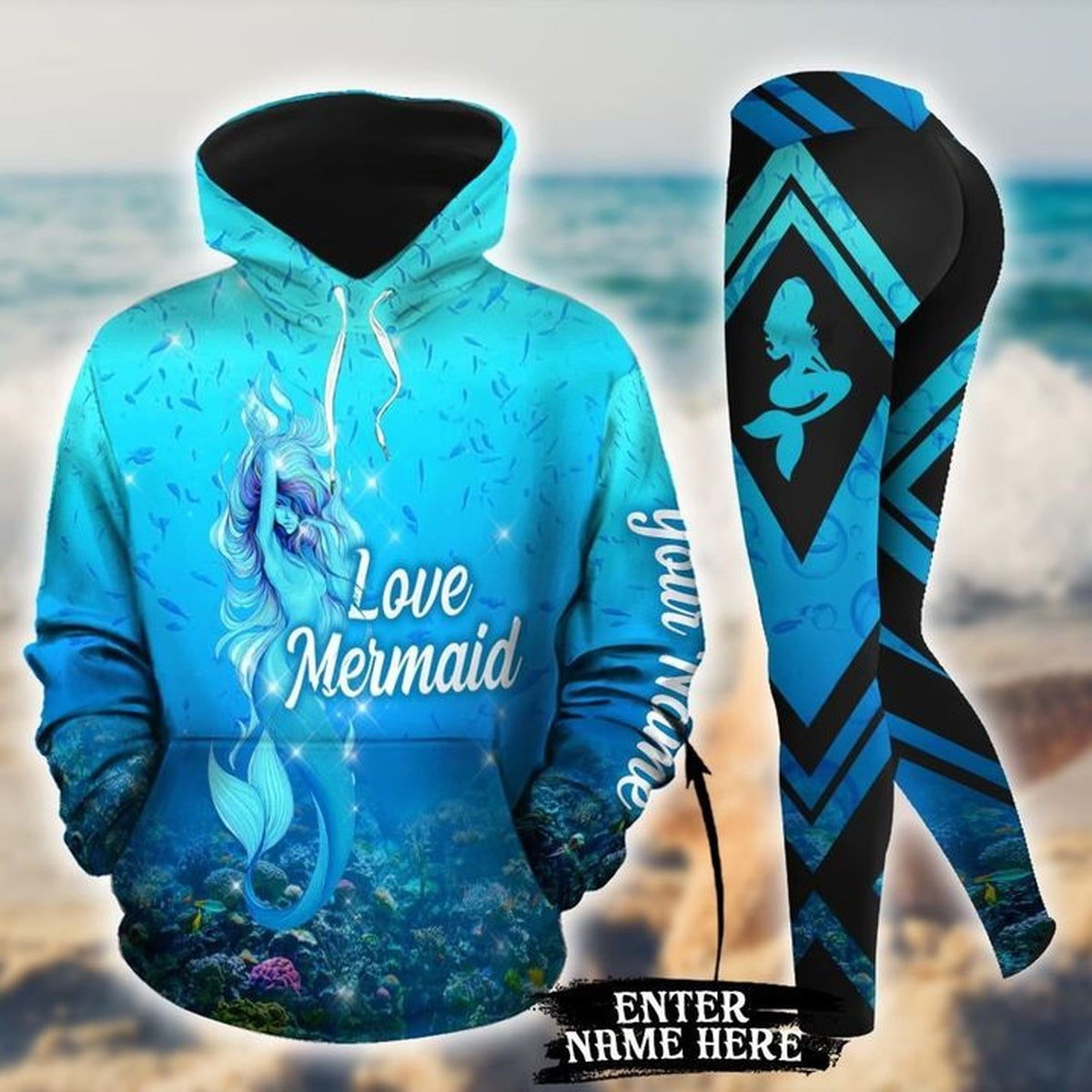 Personalized Love Mermaid Legging Hoodie , Custom Mermaid Legging Hoodie