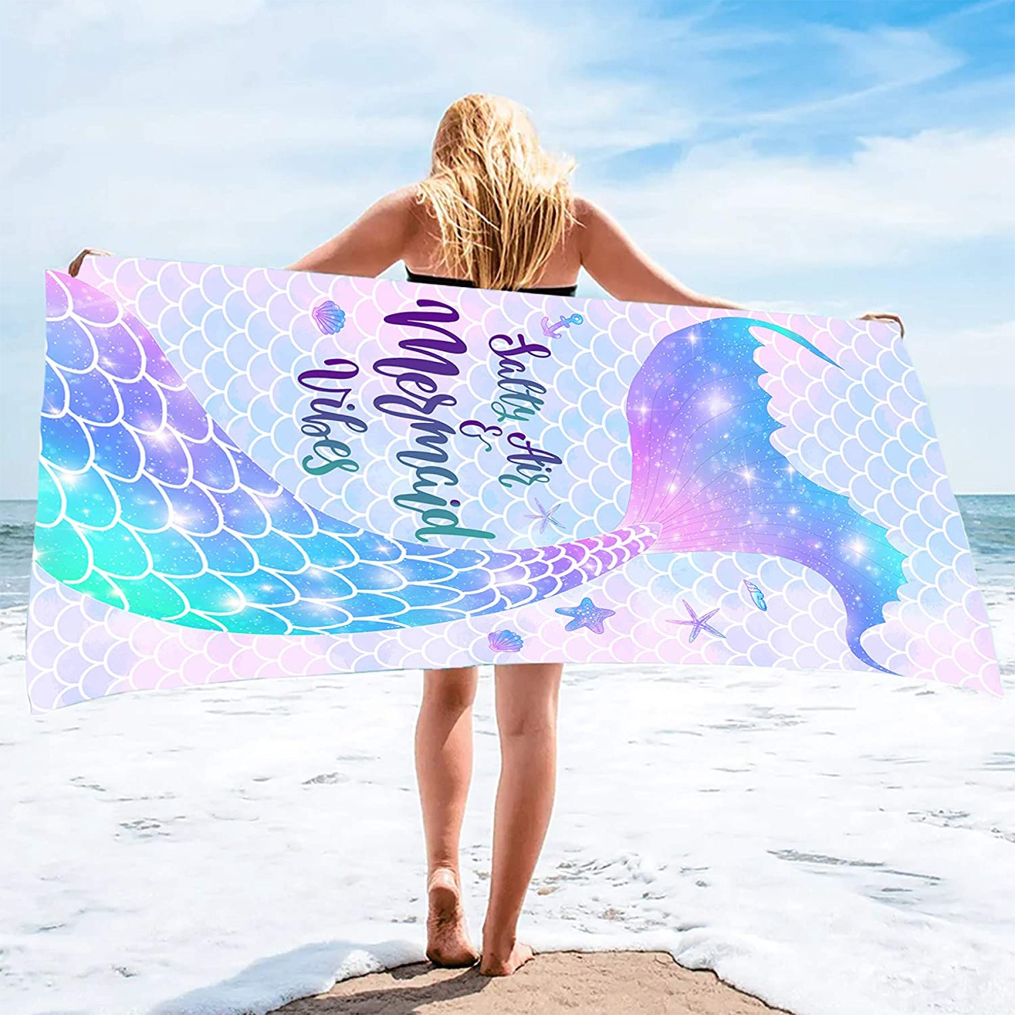 Salty Air & Mermaid Vibes Beach Towel