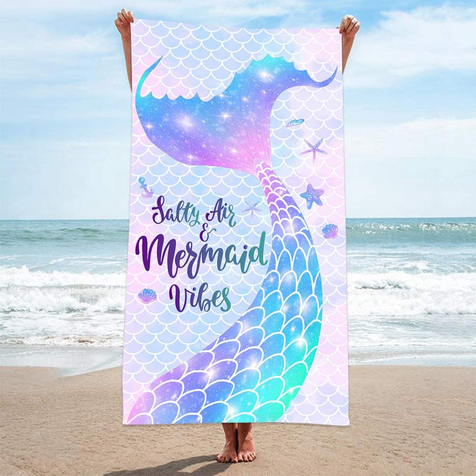 Salty Air & Mermaid Vibes Beach Towel