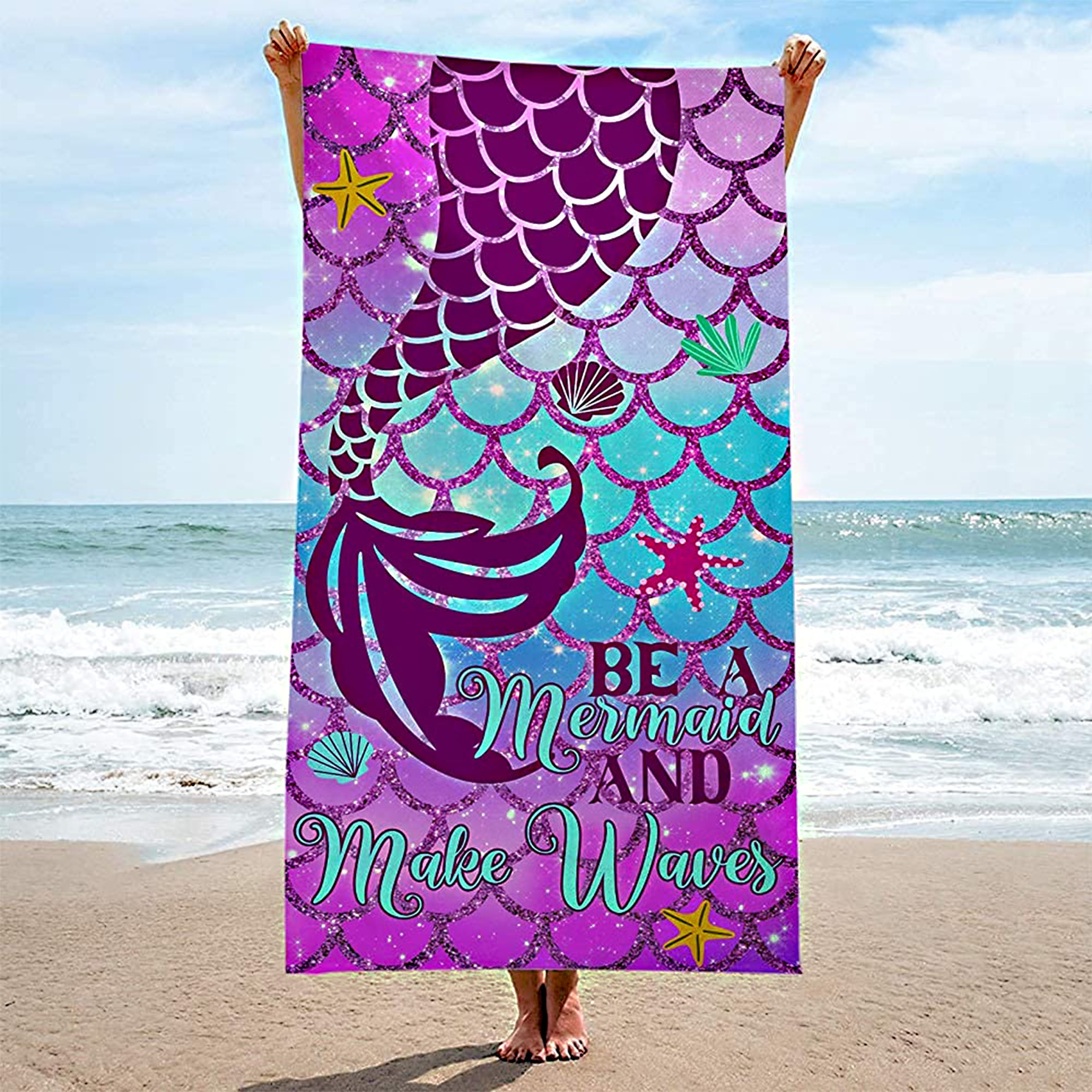 Summer Be Mermaid Make Waves Beach Towel