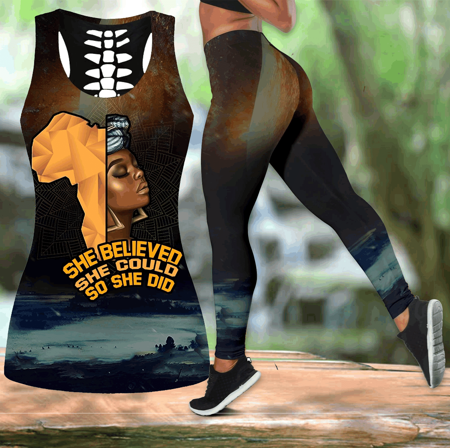 She Believed African Culture Legging Tanktop, Black Women Legging Tanktop