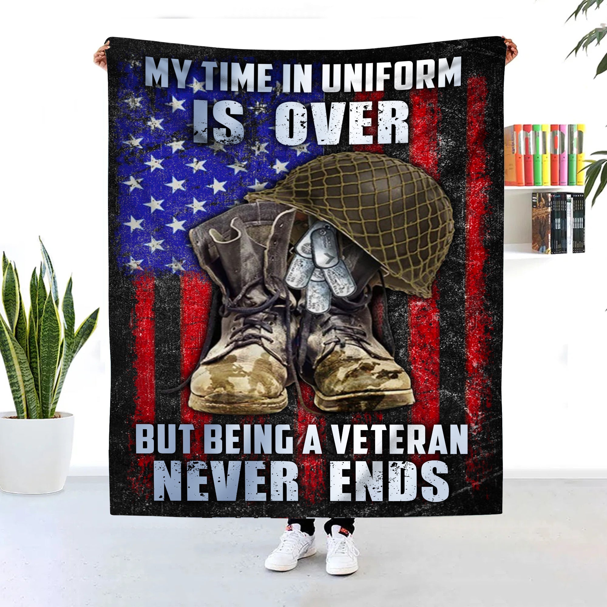 Veteran Blanket – My Time In Uniform Is Over But Being A Veteran Never Ends