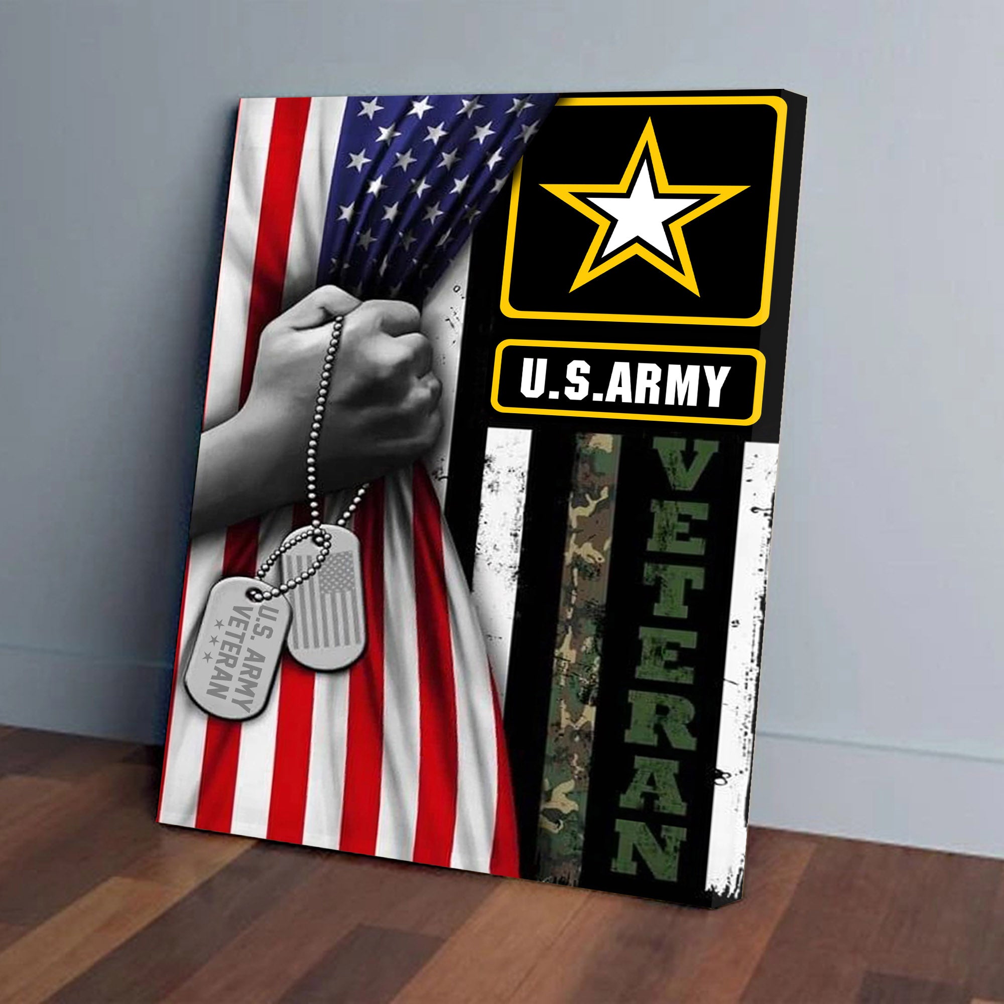 Veteran Canvas – US Army With American Flag