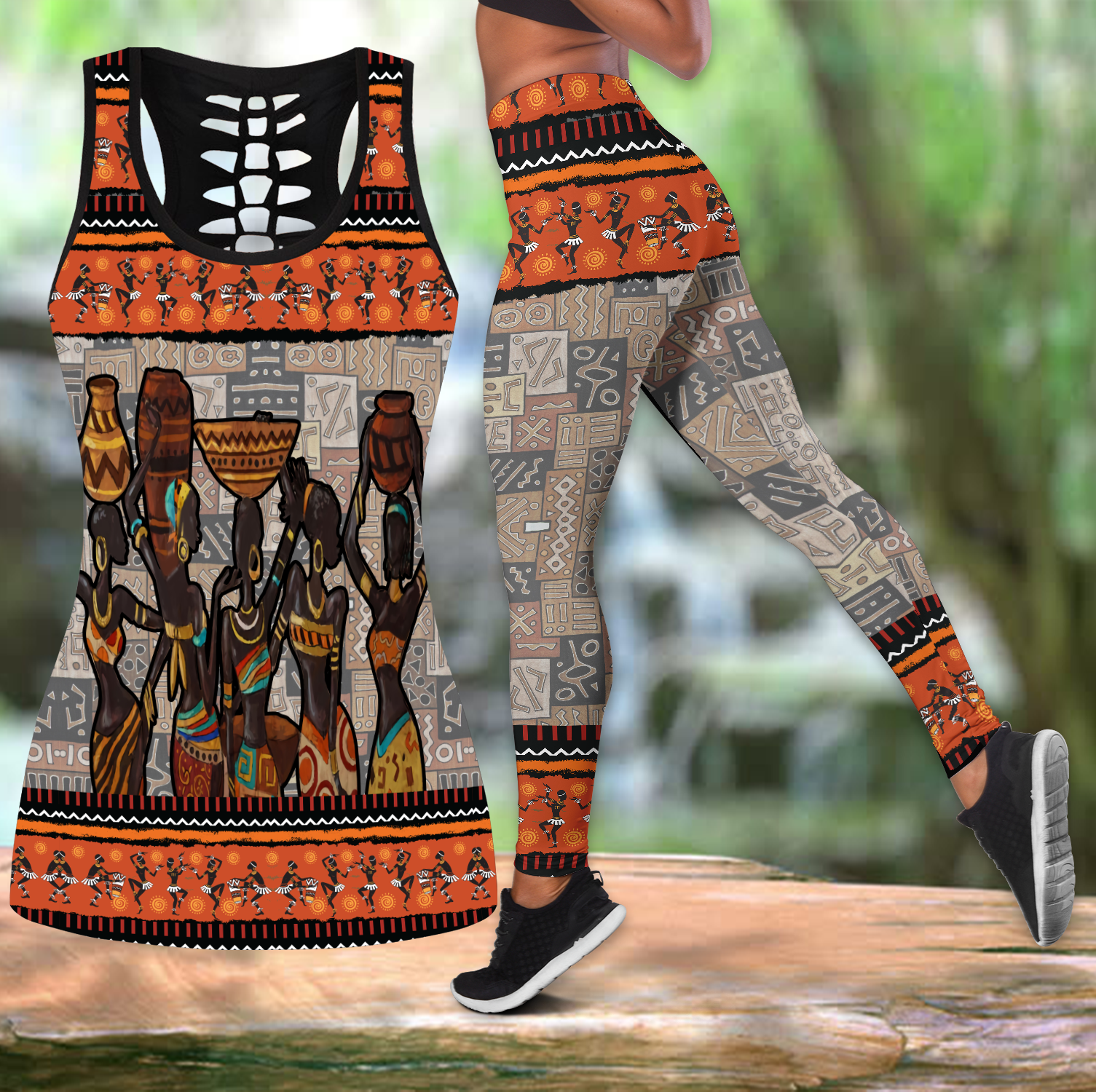 African Pattern Legging Tanktop, Africa Legging Tanktop