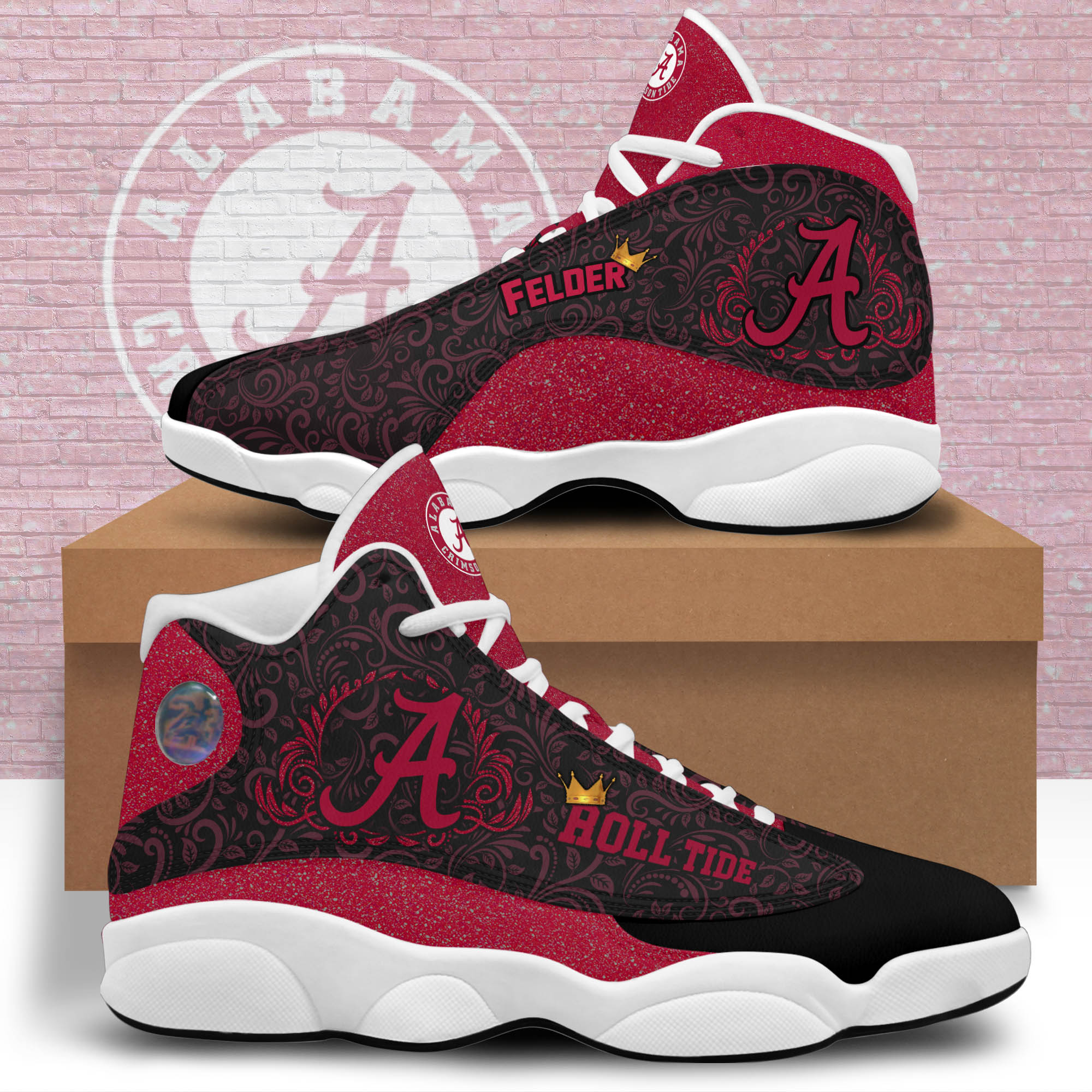 Alabama Crime Roll Big Logo Flowers Shoes, Sneakers JD13