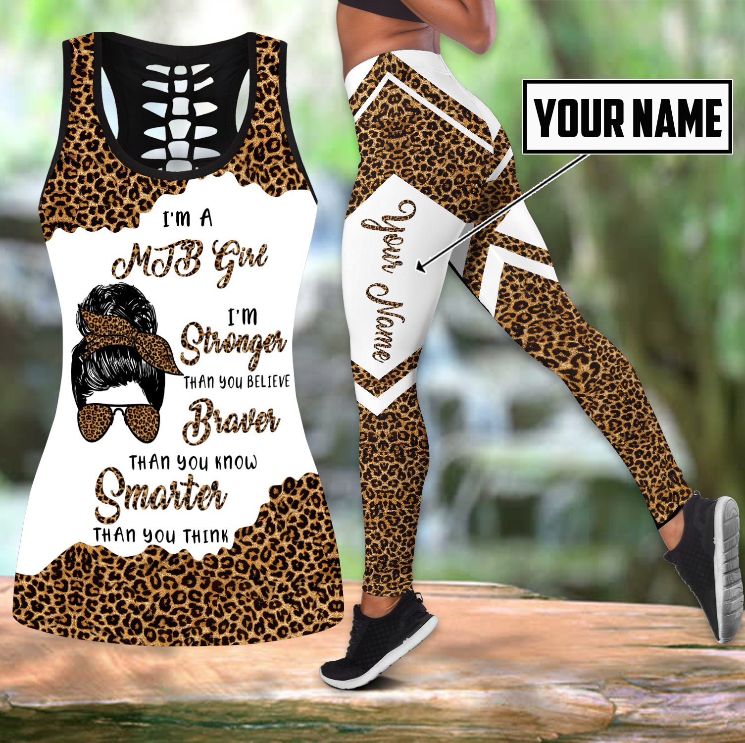 Personalized I’m A MTB Girl I’m Strong Leopart Legging Tanktop, Custom MTB Girl Legging Tanktop