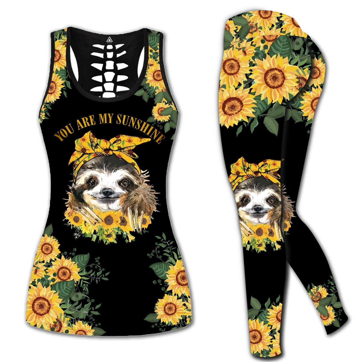 Sloth You Are My Sunshine Sunflowers Legging Tanktop, Sunflowers Lover Legging Tanktop