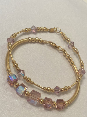 June Bangle & Bracelet Swarovski Crystal Set - Vanessa Beaded Jewelry