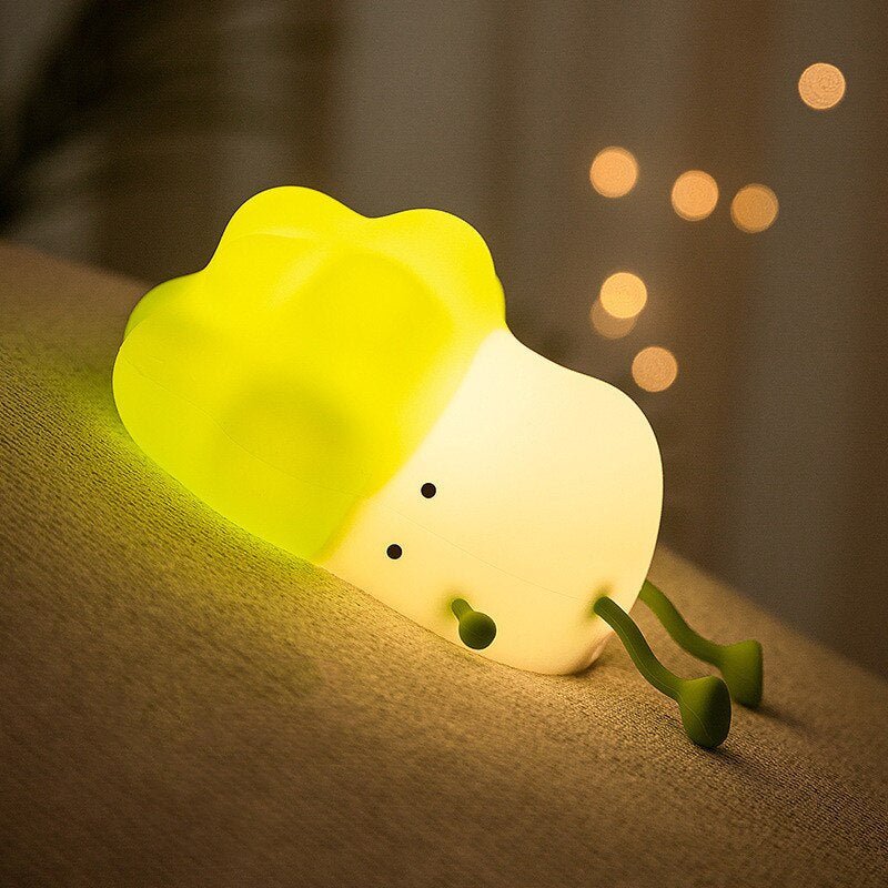 USB Cute Vegetable Cabbage Night Light Rechargeable Silicone LED Lamp