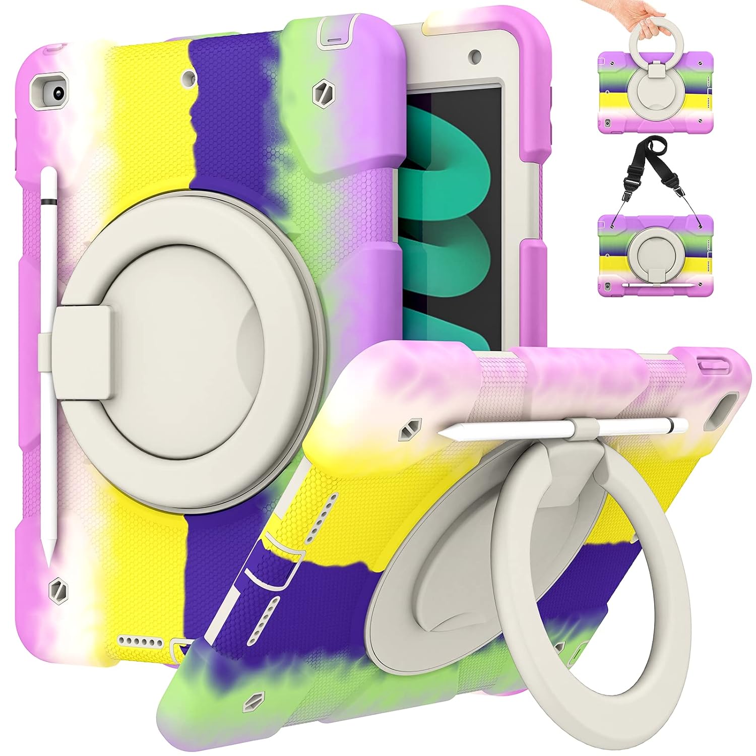Ipad 9Th/ 8Th/ 7Th Generation Case 10.2 Inch With Pencil Holder [360 Rotating