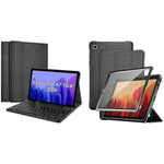 New Procase Galaxy Tab A7 10.4 Inch 2020 Keyboard Case (Sm-T500 T505 T507) Bundle With Full-Body Tri-Fold Stand Folio Case With Built-In Screen Protector
