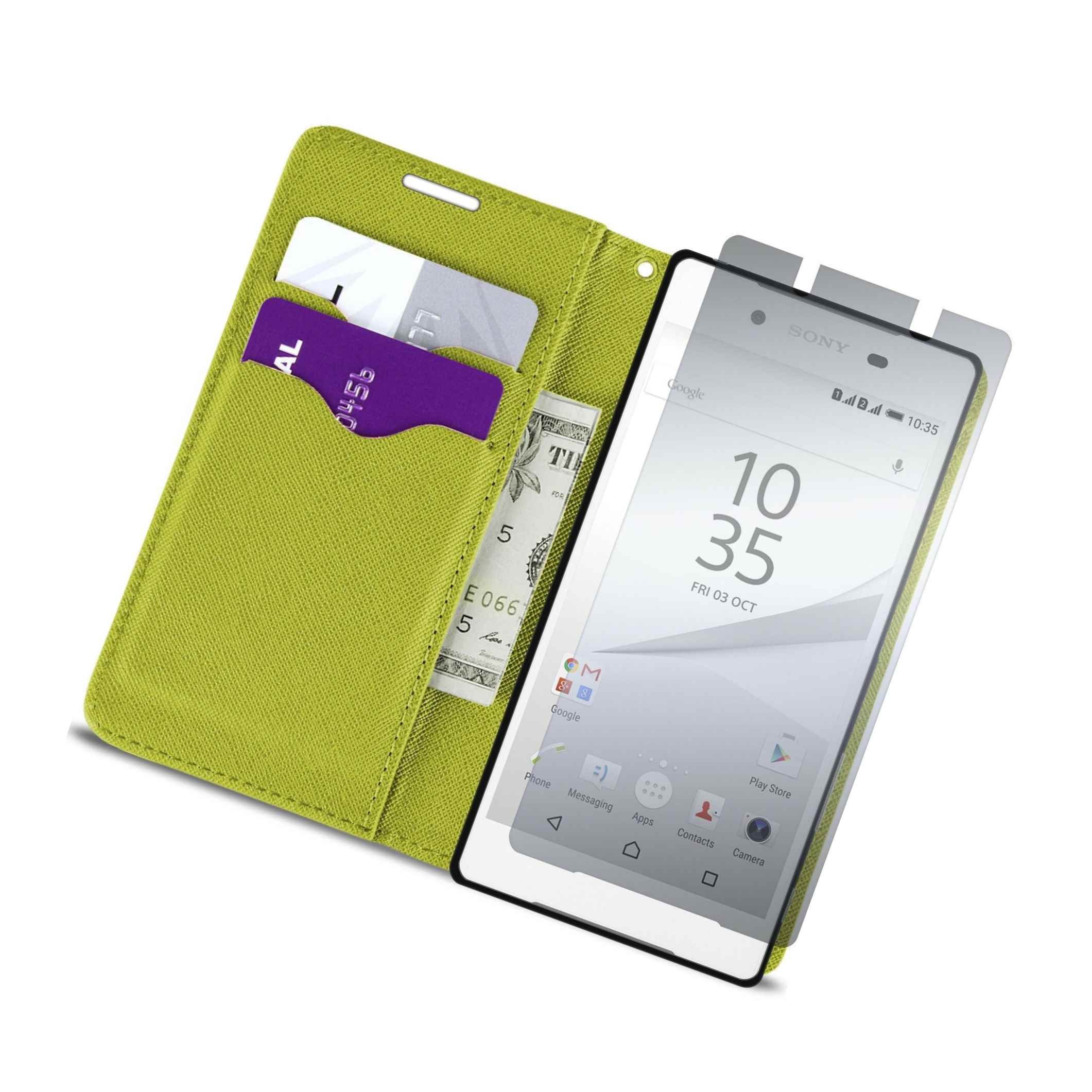 Light Blue / Neon Green Cover for Sony Xperia Z5 Card Case Holder – Globaleparts