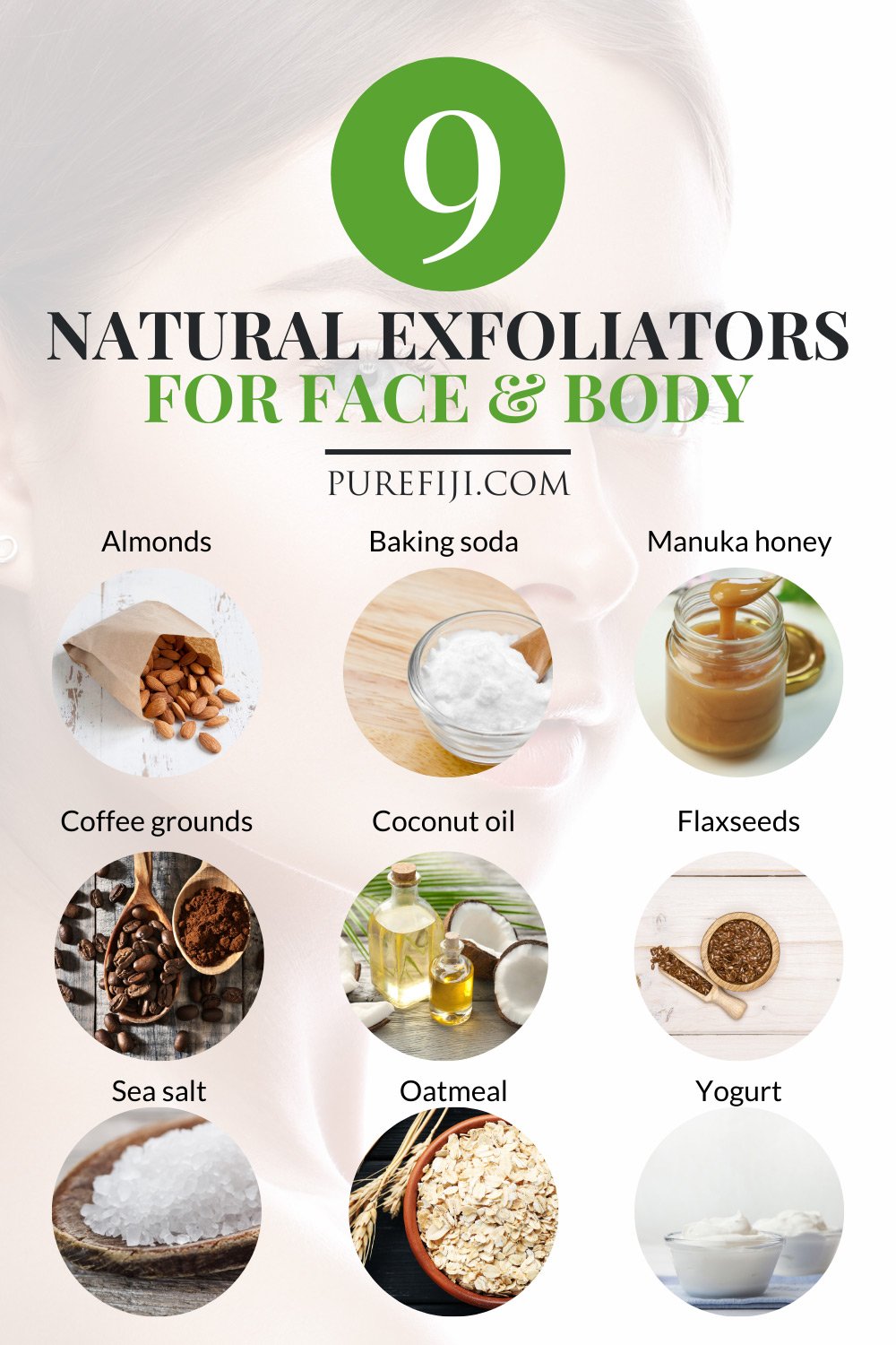 natural exfoliators for face body infographic