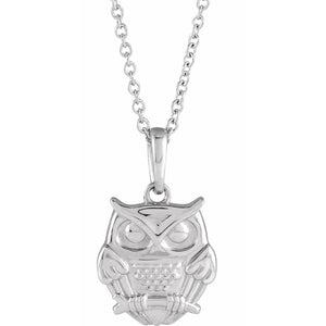 Sterling Silver Owl 16-18" Necklace - Lillybet Jewelry LLC