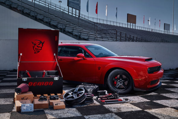 The custom-painted Demon Crate contains components that maximize the Challenger SRT Demon’s flexibility, exclusivity and future collectability.