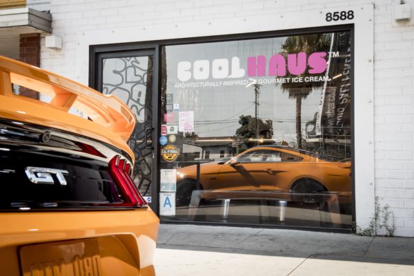 2018 Ford Mustang with Coolhaus Orange Fury ice cream sandwich. Coolhaus, Culver City, CA. Photo: James Lipman / jameslipman.com