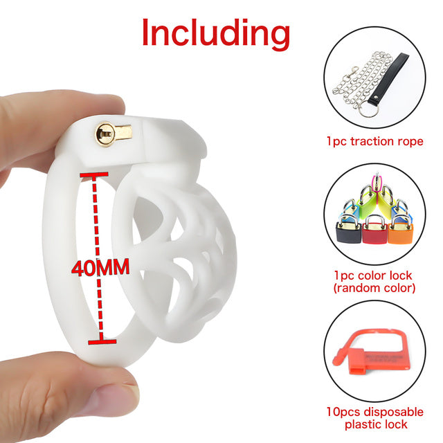 Double-Arc Cuff - 3D Spidernet Plus Chastity Device with Chain MICRO Cock Cage