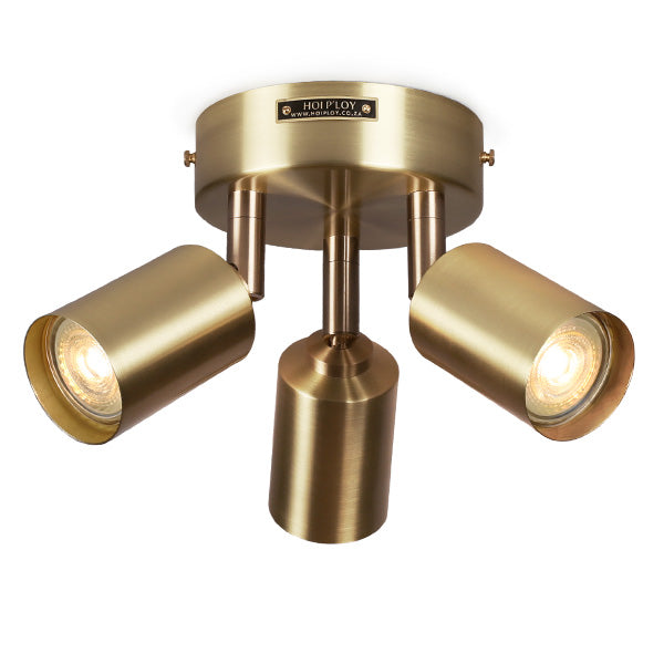 Triple Brass Hugo Hotspot Ceiling/ Wall Light with GU10 Bulbs