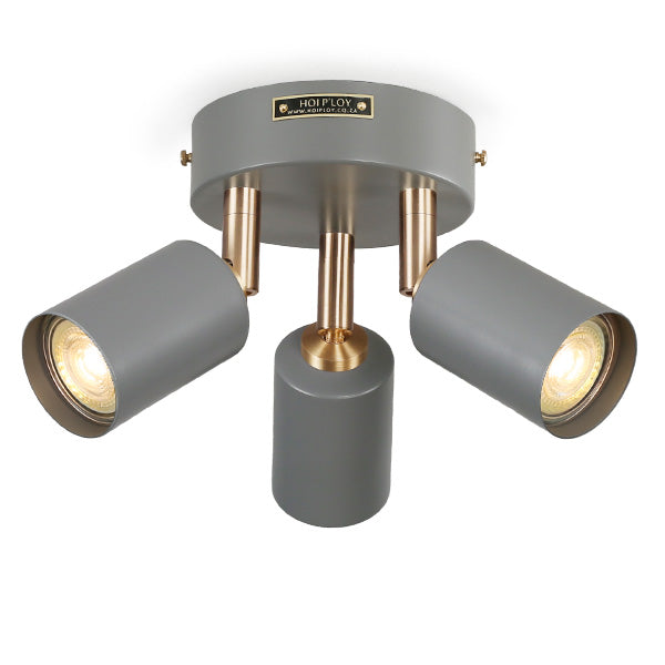 Triple Stone Grey Hugo Hotspot Ceiling/ Wall Light with GU10 Bulbs