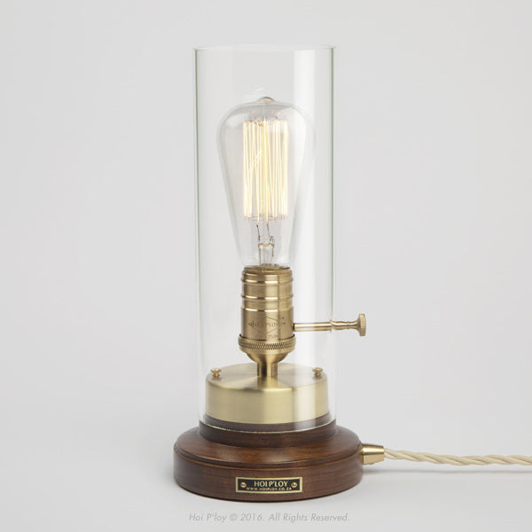 Walnut & Brass Bureau Table Lamp