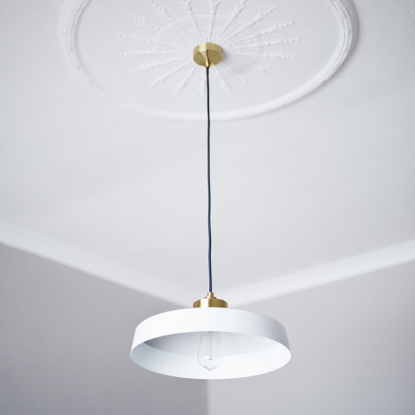 Medium Shade White & Gold Empire Ceiling Pendant