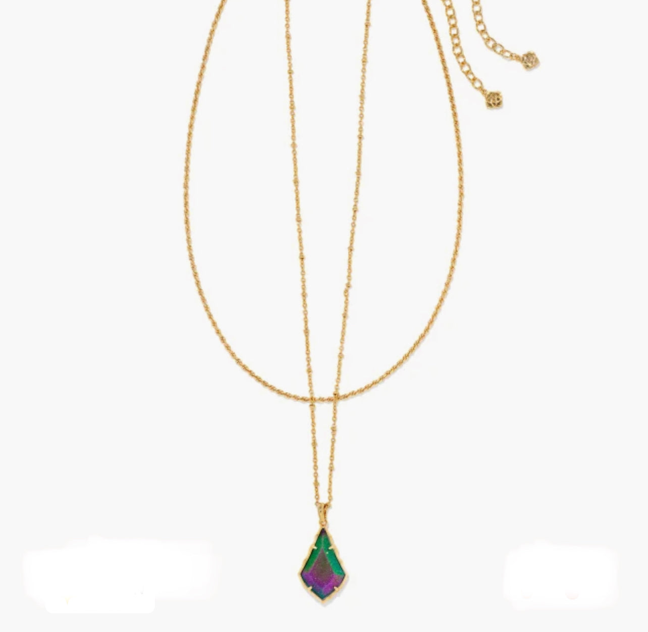 Kendra Scott Bailey Yellow Gold Plate Chain Necklace in Rainbow Multi Mix, 9608850955