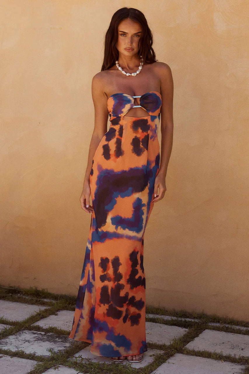 Melrose Strapless Dress  Orange – Xenia Boutique