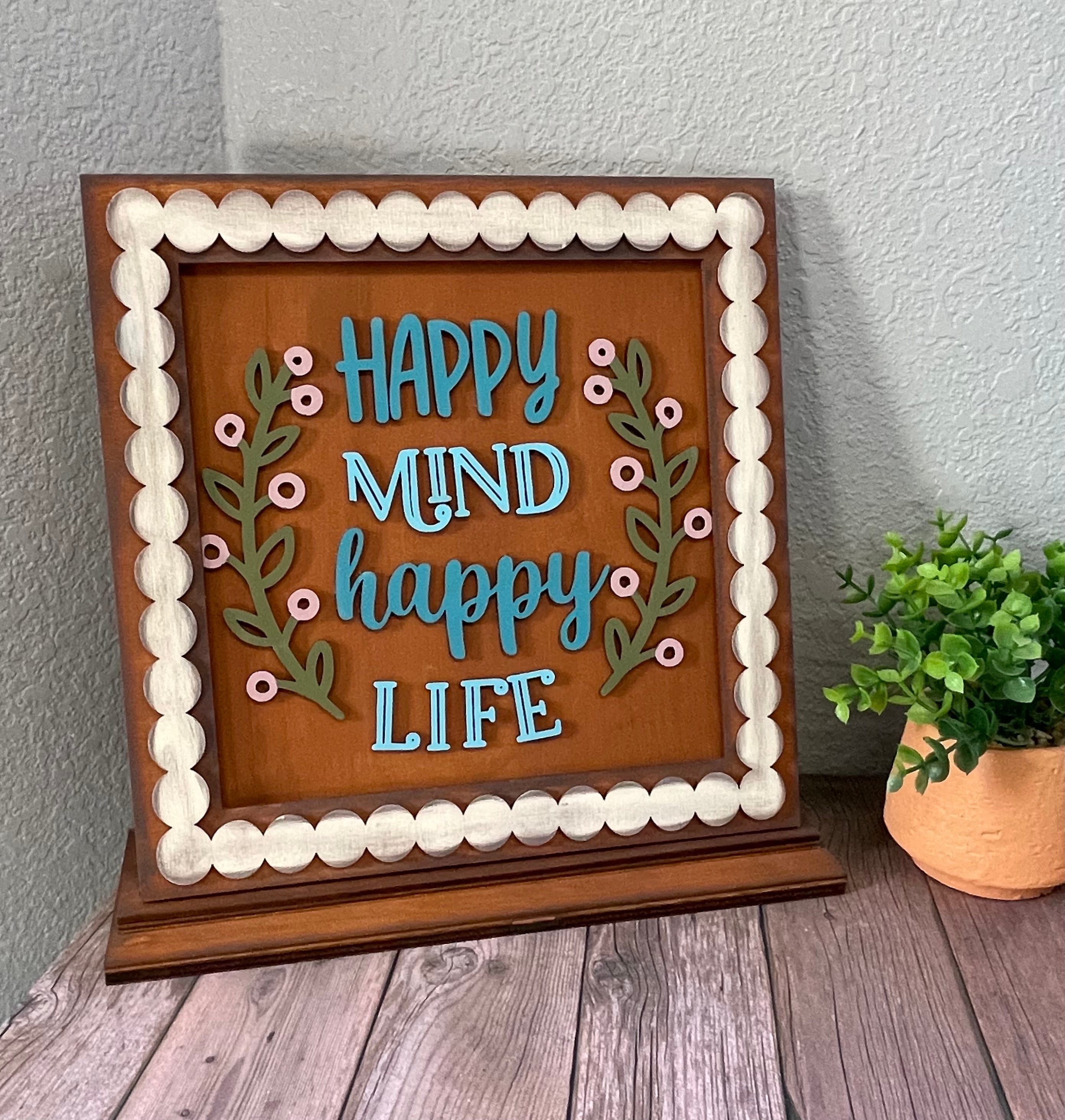 August everyday Happy Mind Happy Life Unpainted Changeable Frame with the removable Everyday piece ready for you to paint