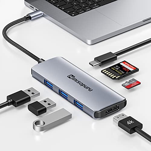 udskille bureau Mistillid USB C Hub Multiport Adapter, 7 in 1 Minisopuru USB 3.0 Hub with 4K HDM
